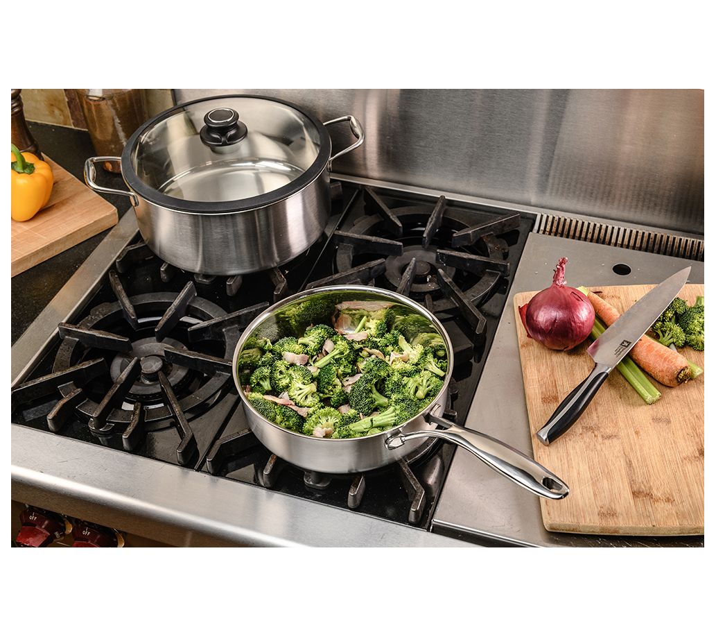 Black Cube Stainless Steel 2.5 Quart Saucepan with Lid