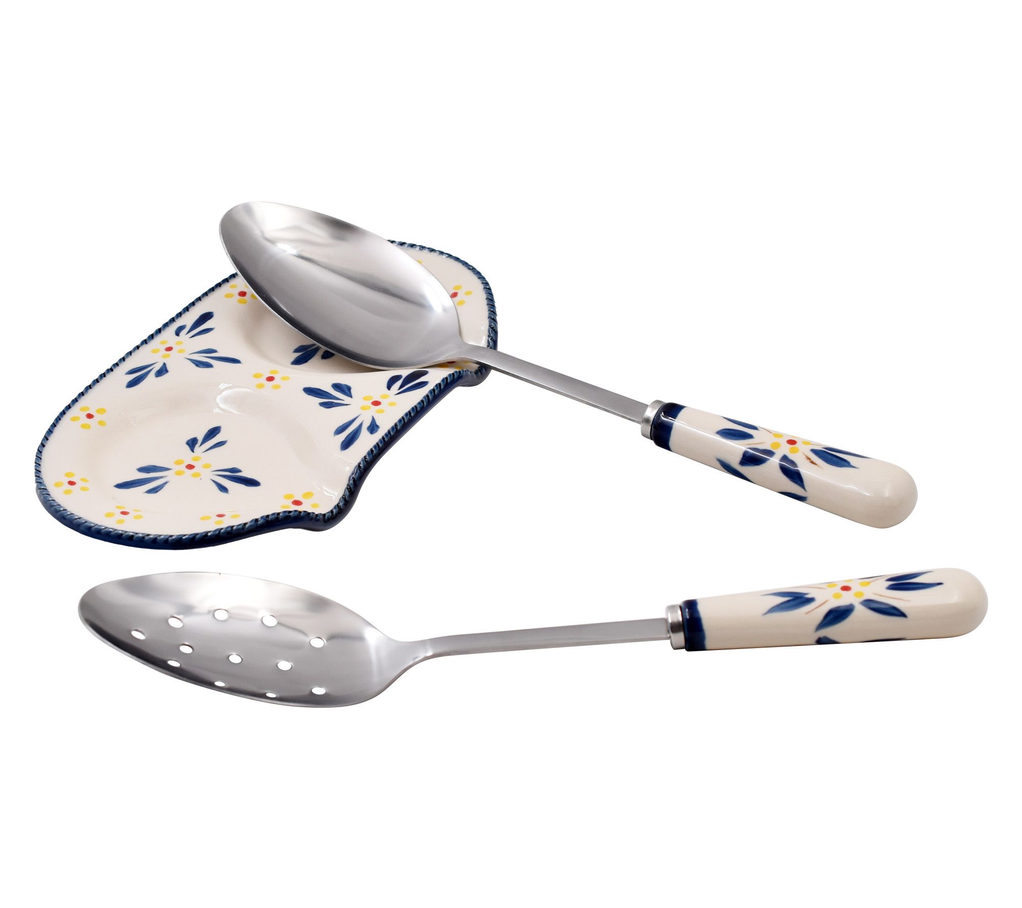 Temp-Tations Old World Double Spoon Rest with(2) Spoons ,Confetti