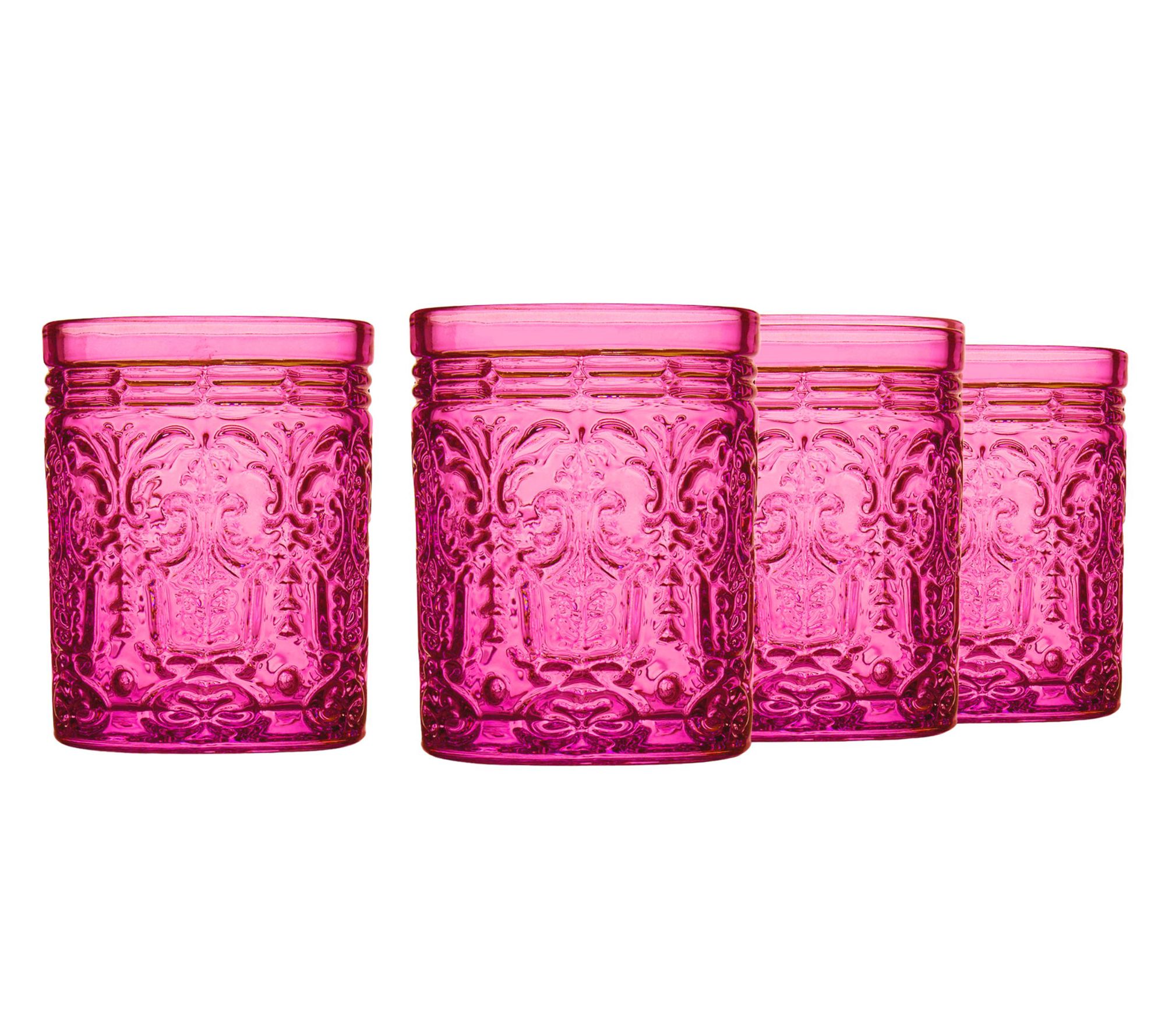  Godinger Jax Hot Pink Double Old Fashion, Set o f 4