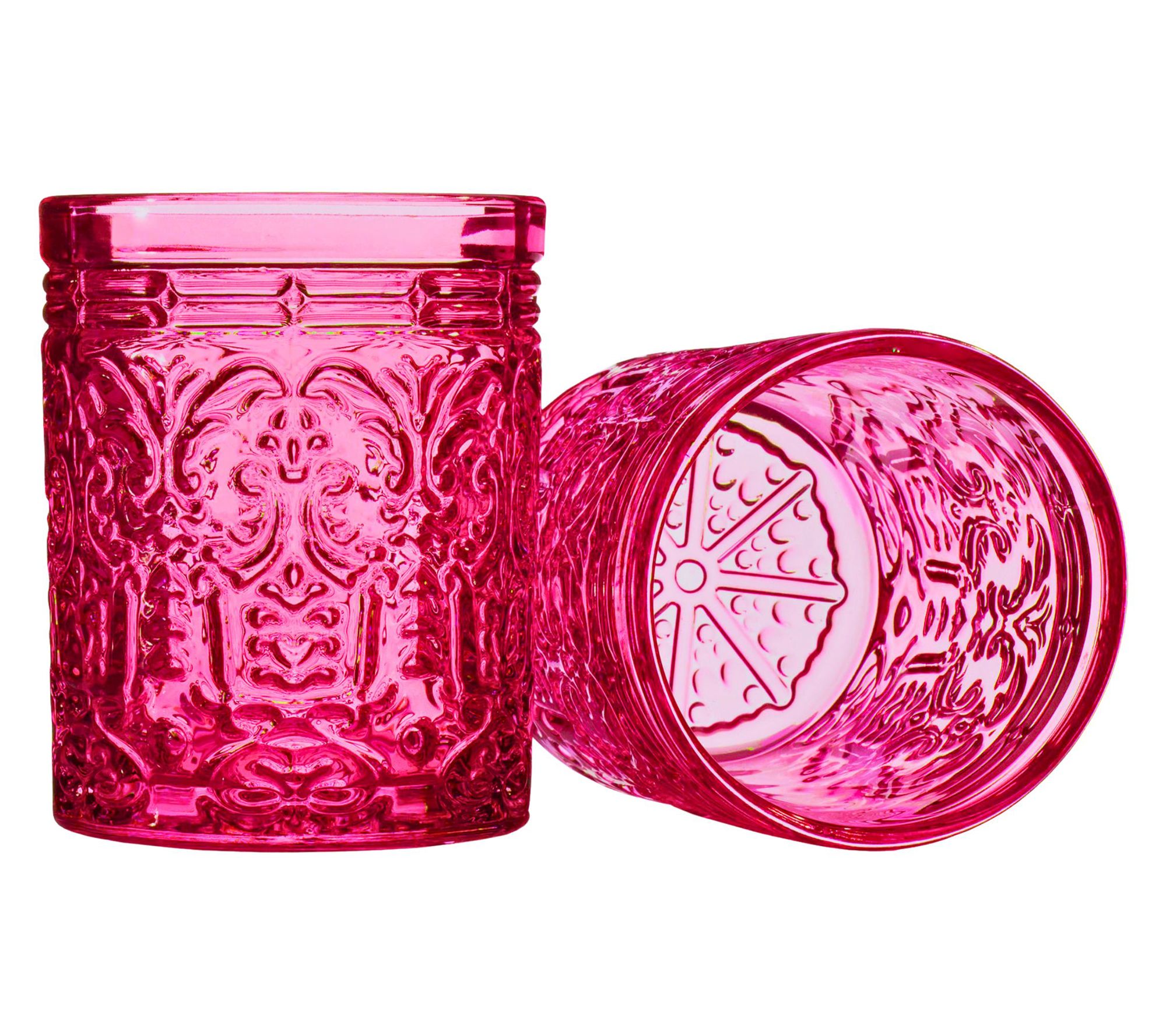 Godinger Jax Hot Pink Double Old Fashion, Set of 4