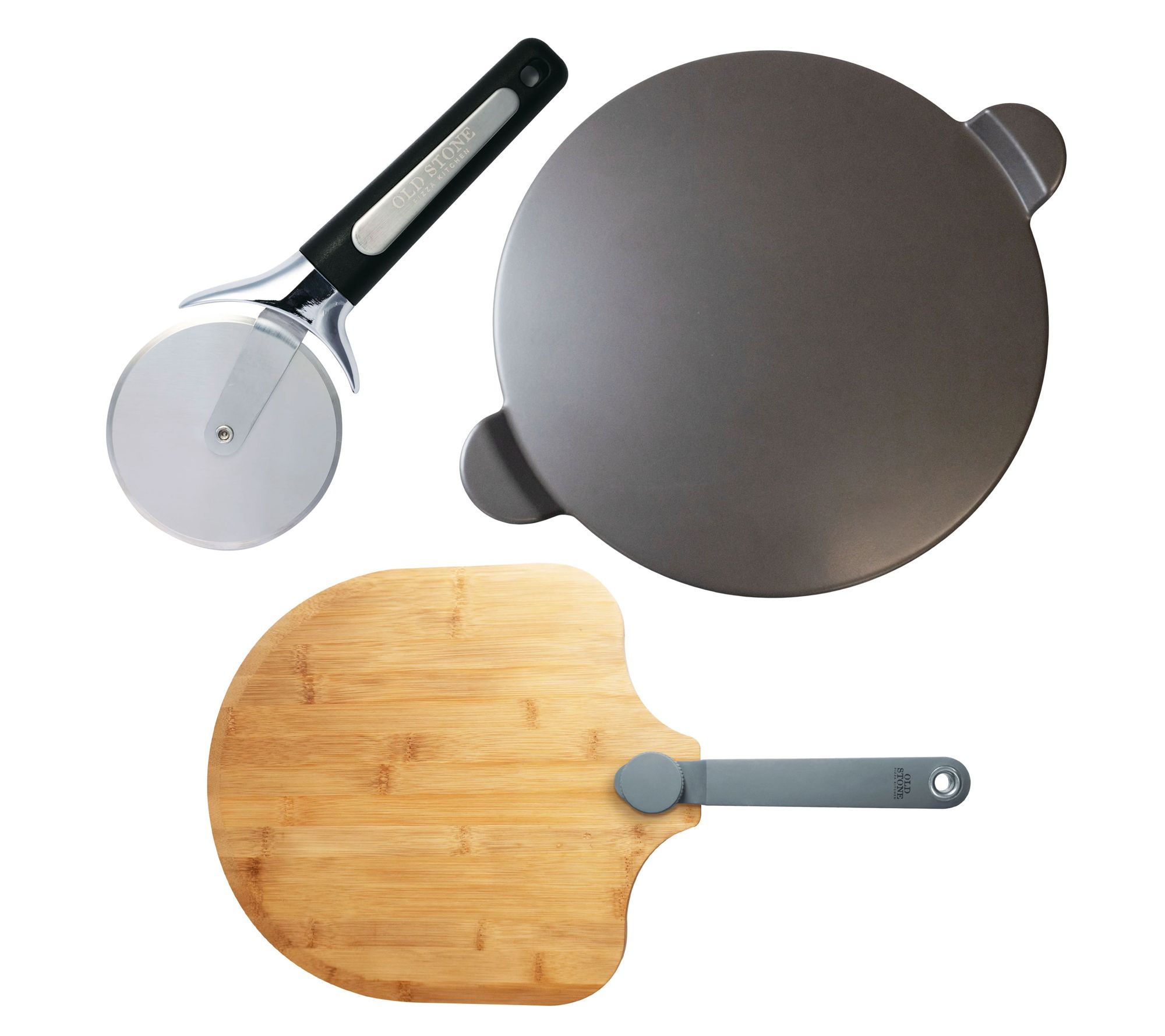 Old Stone Glazed Pizza Stone, Peel, Cutter Bundle
