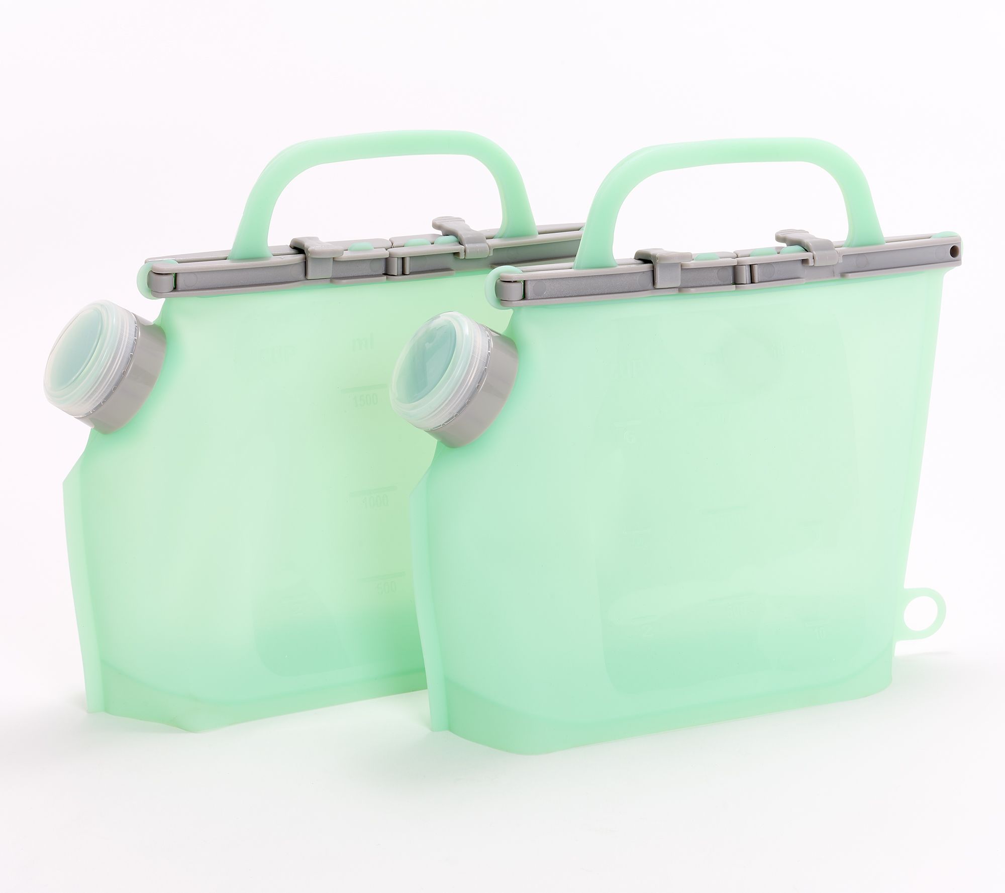 "As Is" Cella S/2 Silicone Storage Bags w/ Pour Spouts & Handles