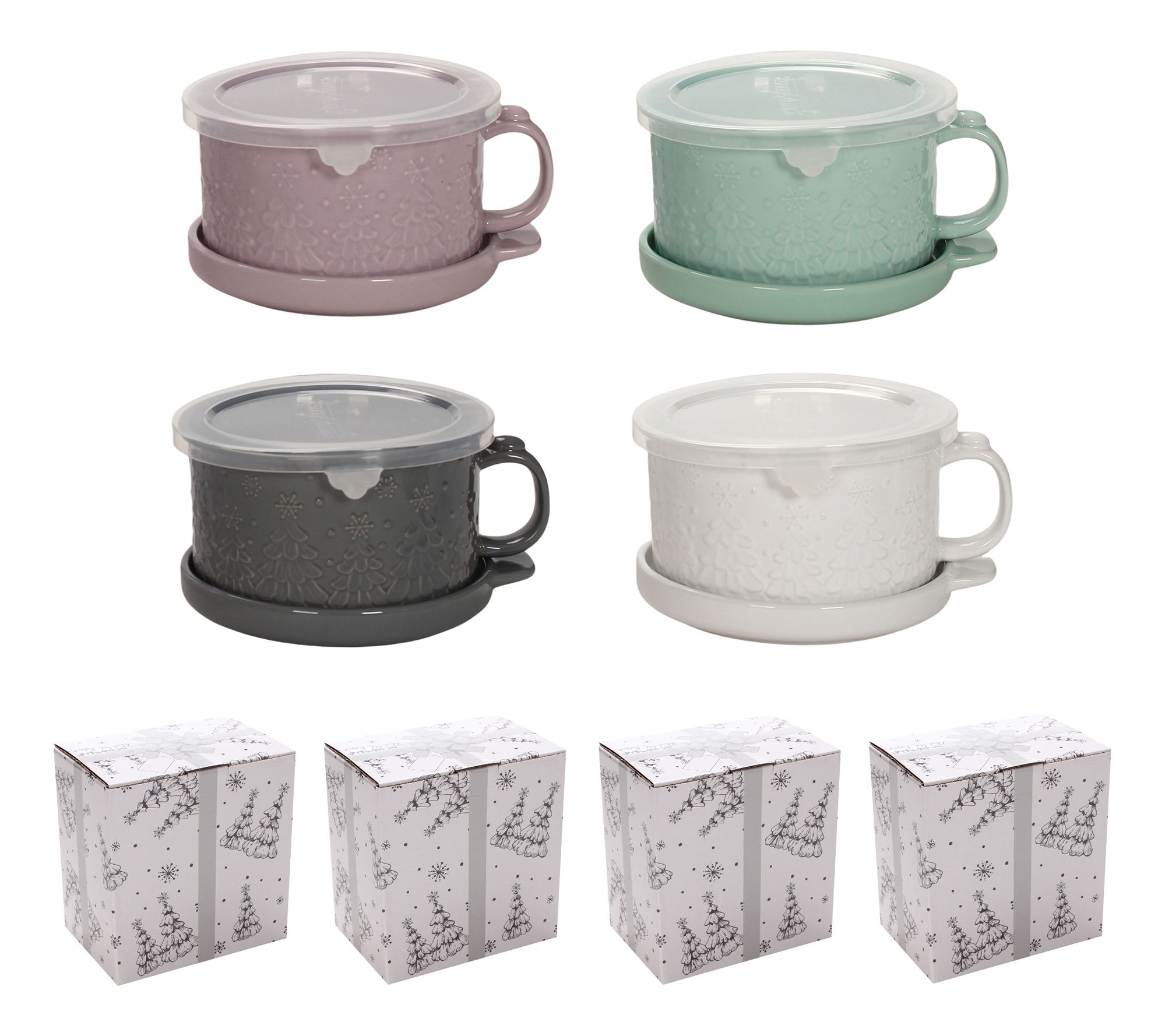 "As Is" Temp-tations Set of (4) 25-oz Meal Mugs w/Lid-its