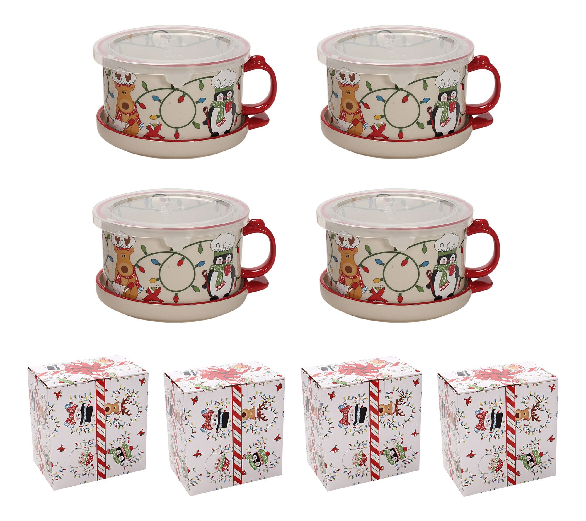 "As Is" Temp-tations Set of (4) 25-oz Meal Mugs w/Lid-its