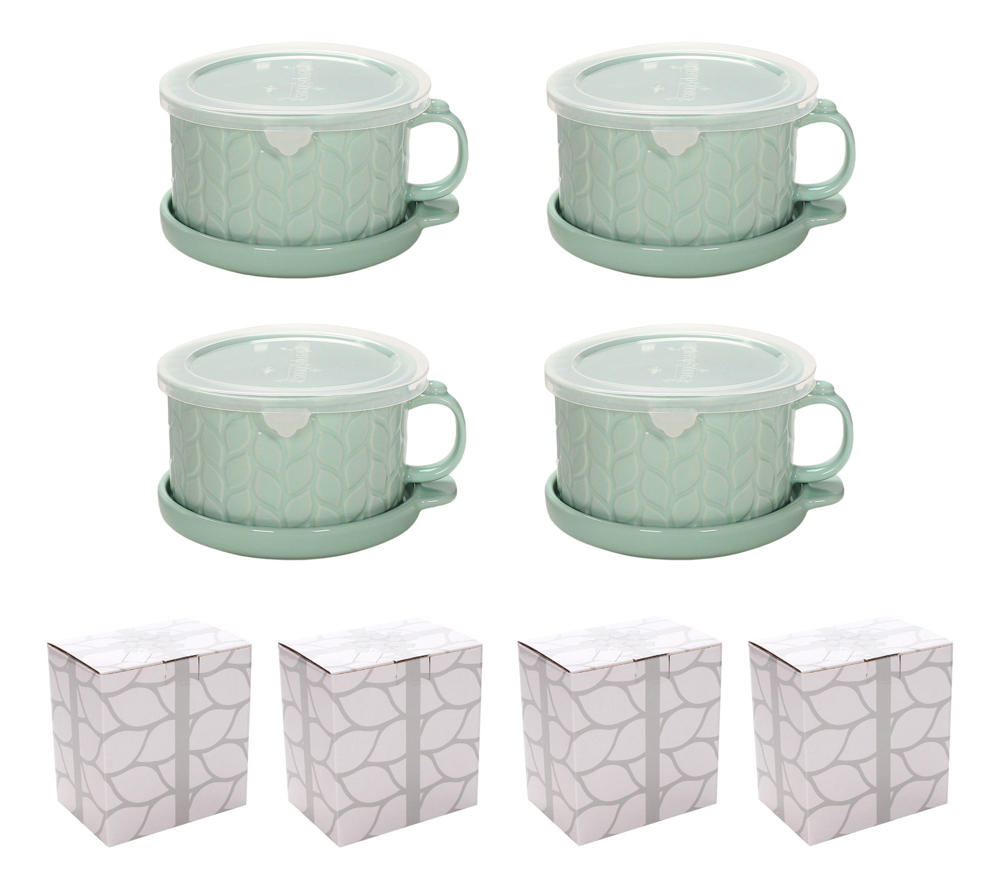 "As Is" Temp-tations Set of (4) 25-oz Meal Mugs w/Lid-its