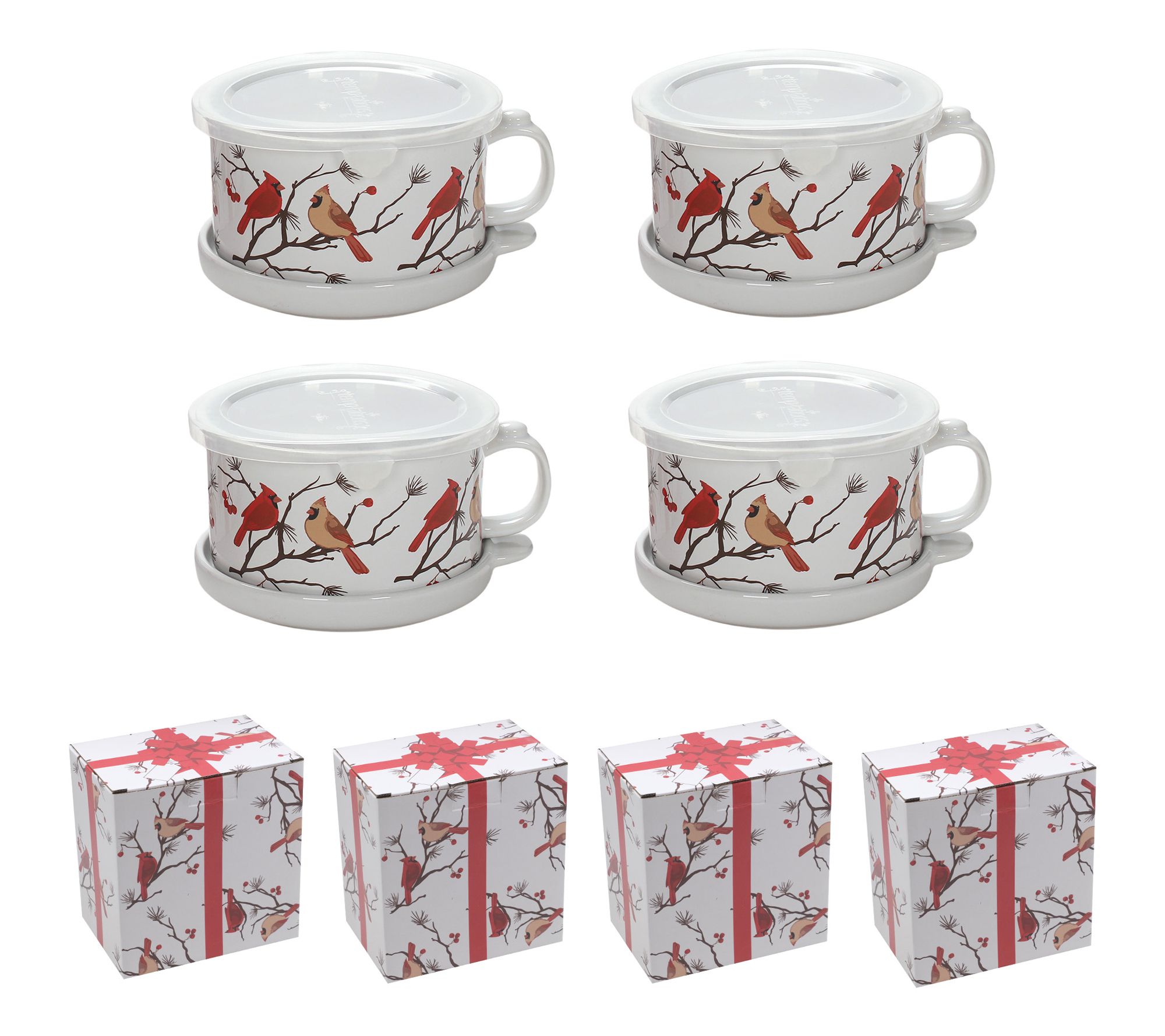 "As Is" Temp-tations Set of (4) 25-oz Meal Mugs w/Lid-its