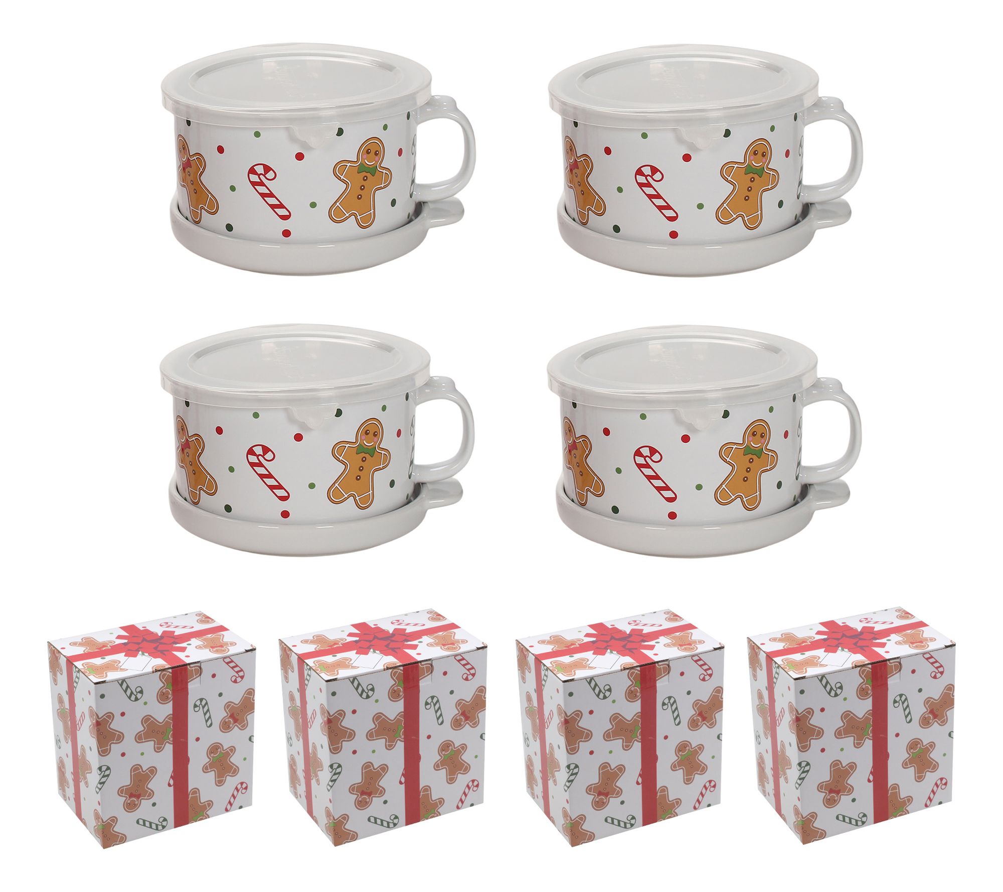 "As Is" Temp-tations Set of (4) 25-oz Meal Mugs w/Lid-its