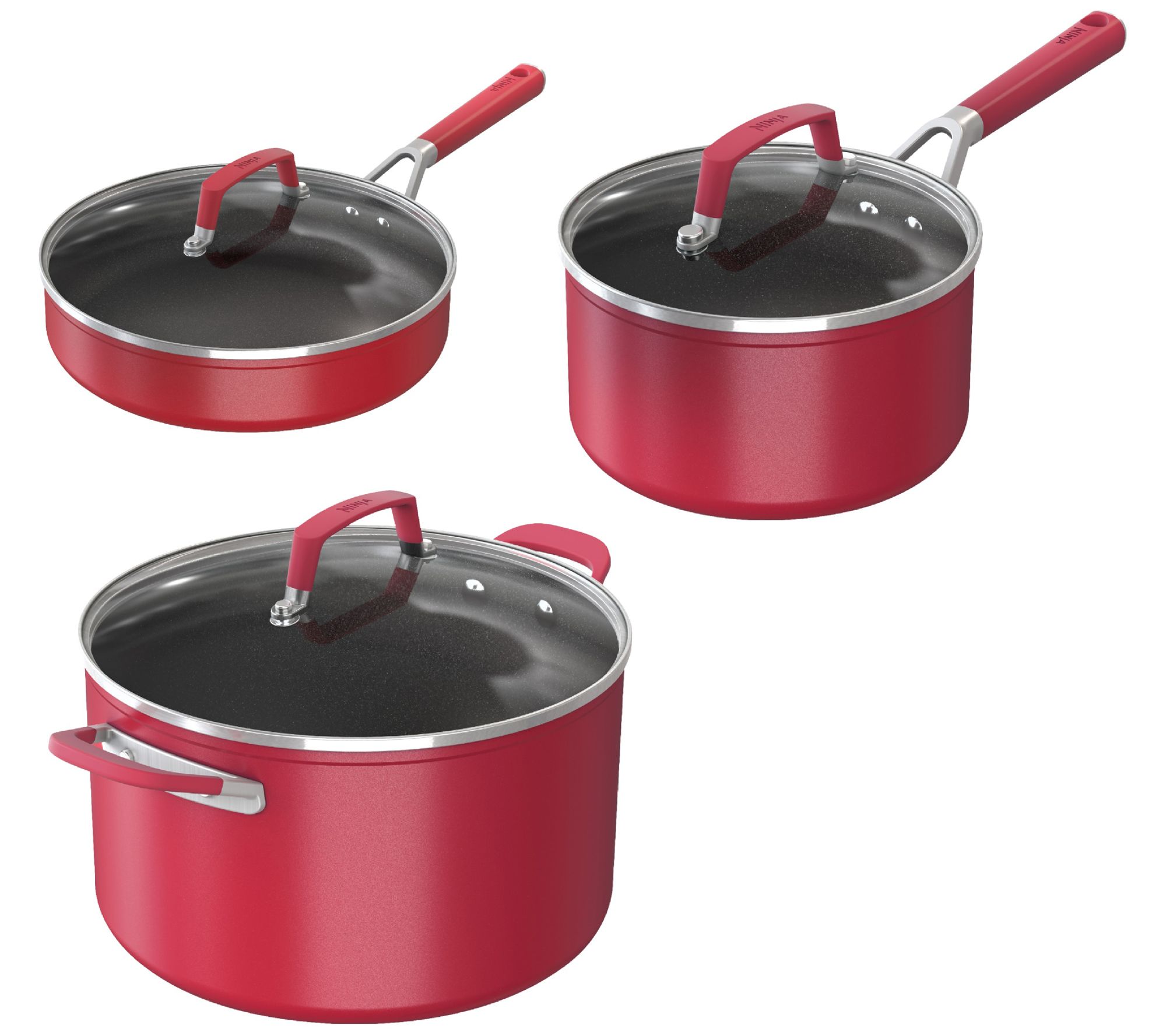 Ninja Foodi NeverStick Vivid Oven Safe 8 Piece Pots & Pans Cookware Set,  Crimson, 1 Piece - Foods Co.
