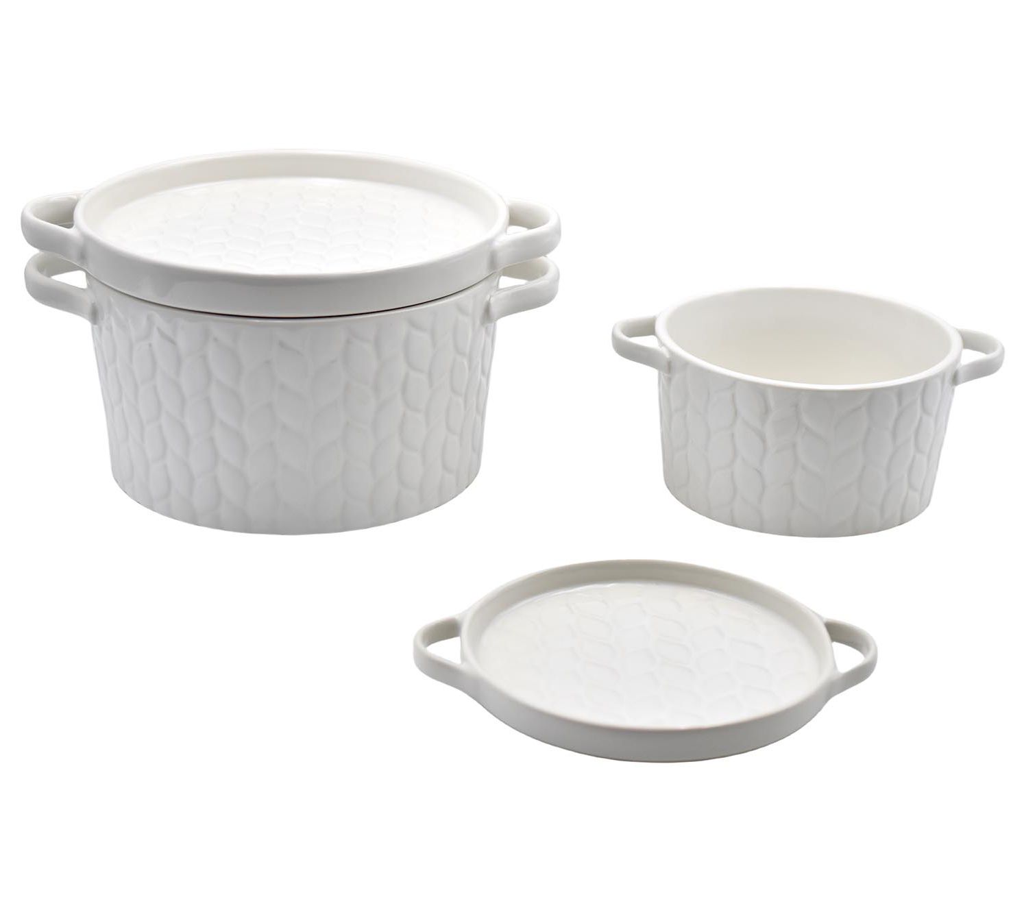 Temp-tations Carved Willow Set of (2) Bakers w/ Deep Dish Lid-Its