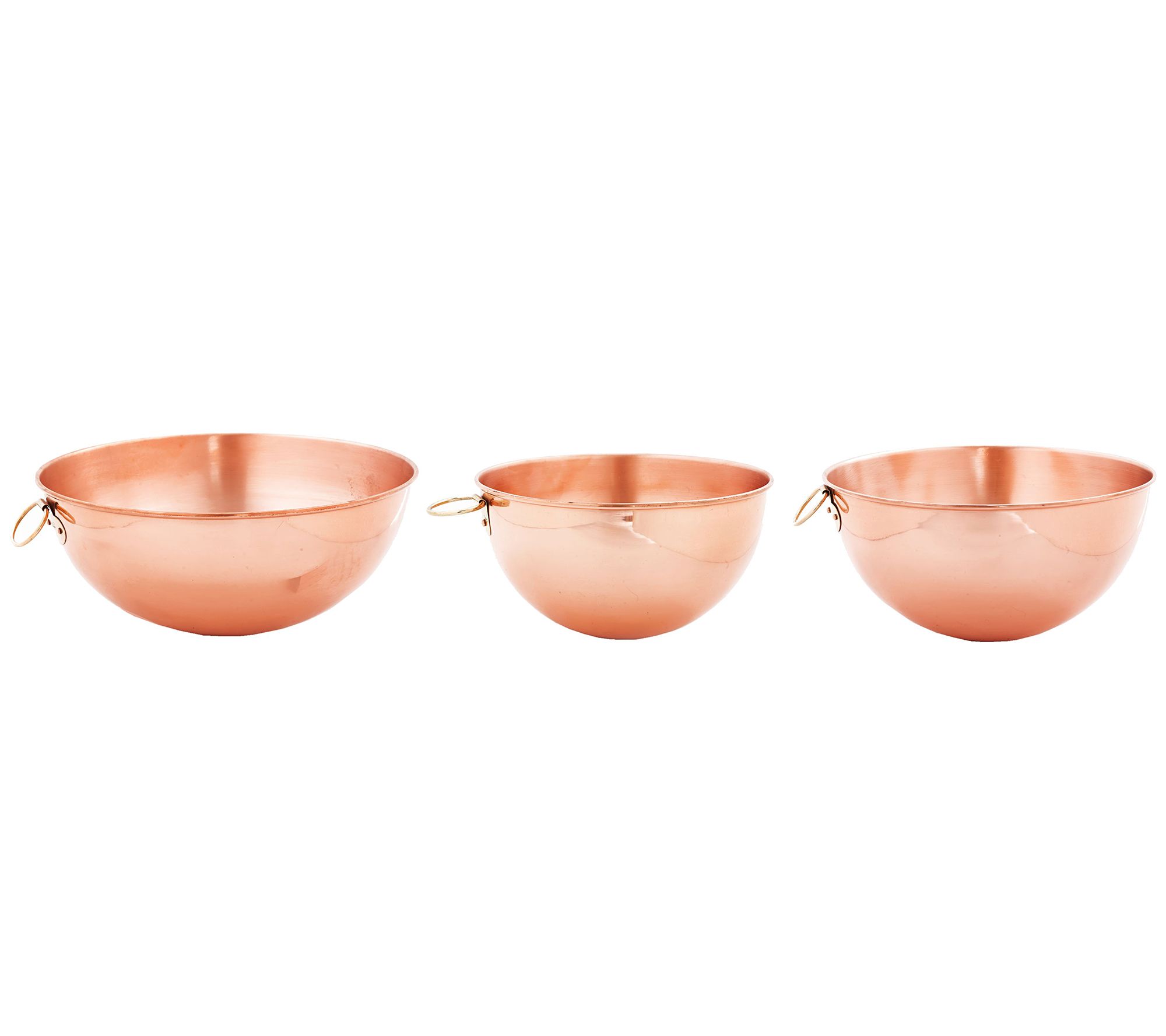 Old Dutch Solid Copper Mixing Bowl Set - 3 Piece Metallic Kitchen