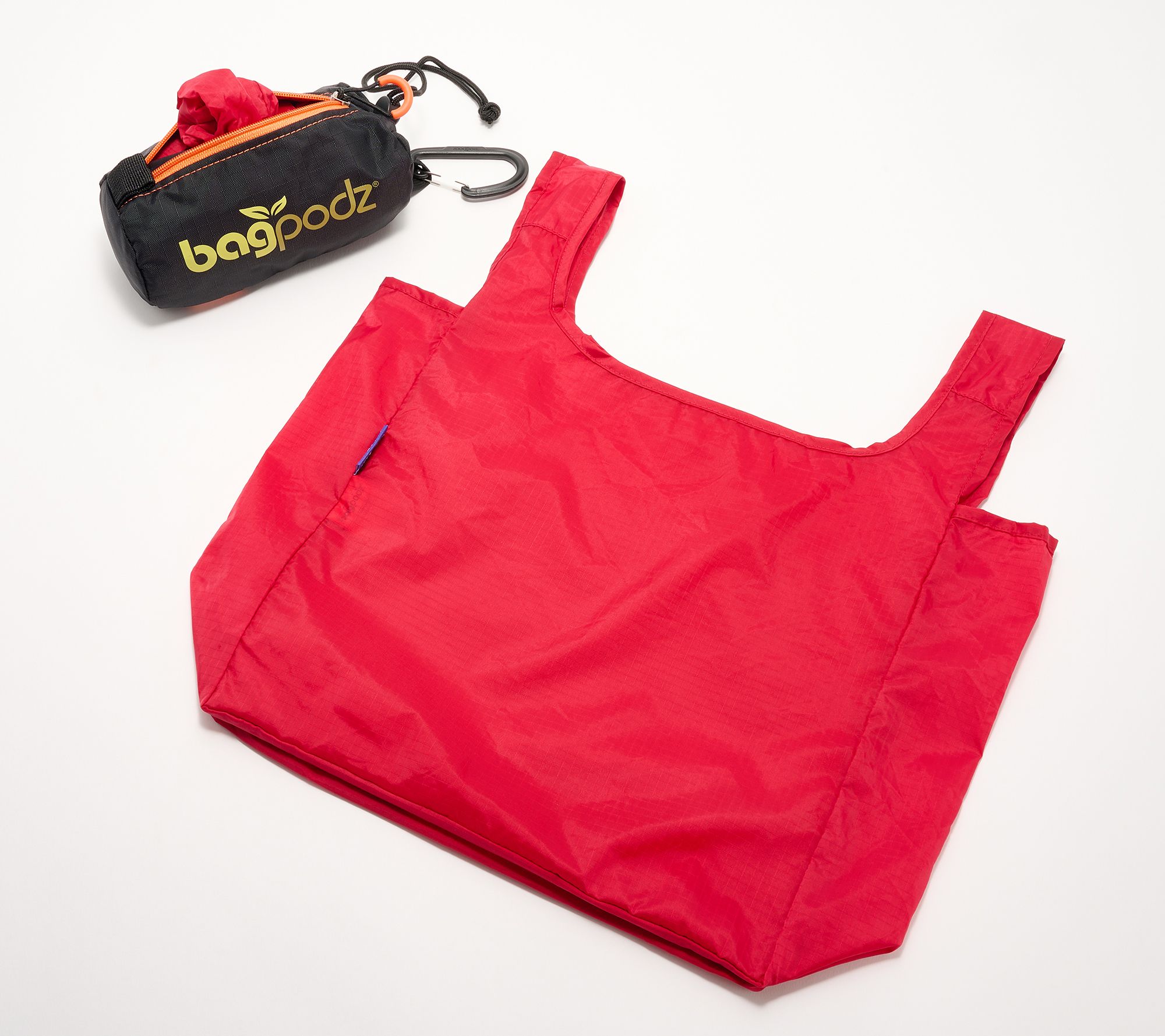 BagPodz Set of 6 Nylon Shopping Bags w/ Storage Pod & Clip