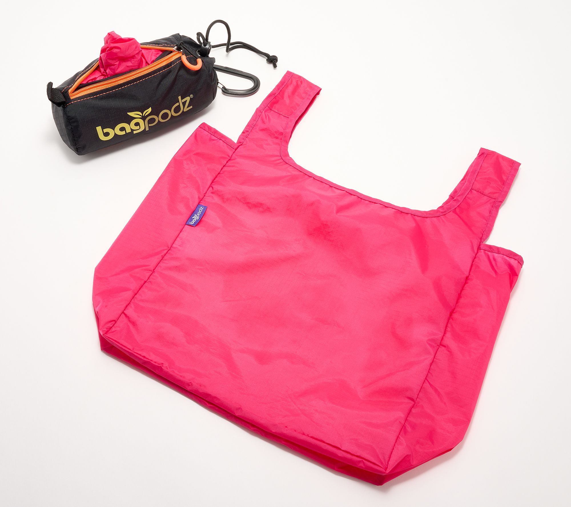 BagPodz Set of 6 Nylon Shopping Bags w/ Storage Pod & Clip
