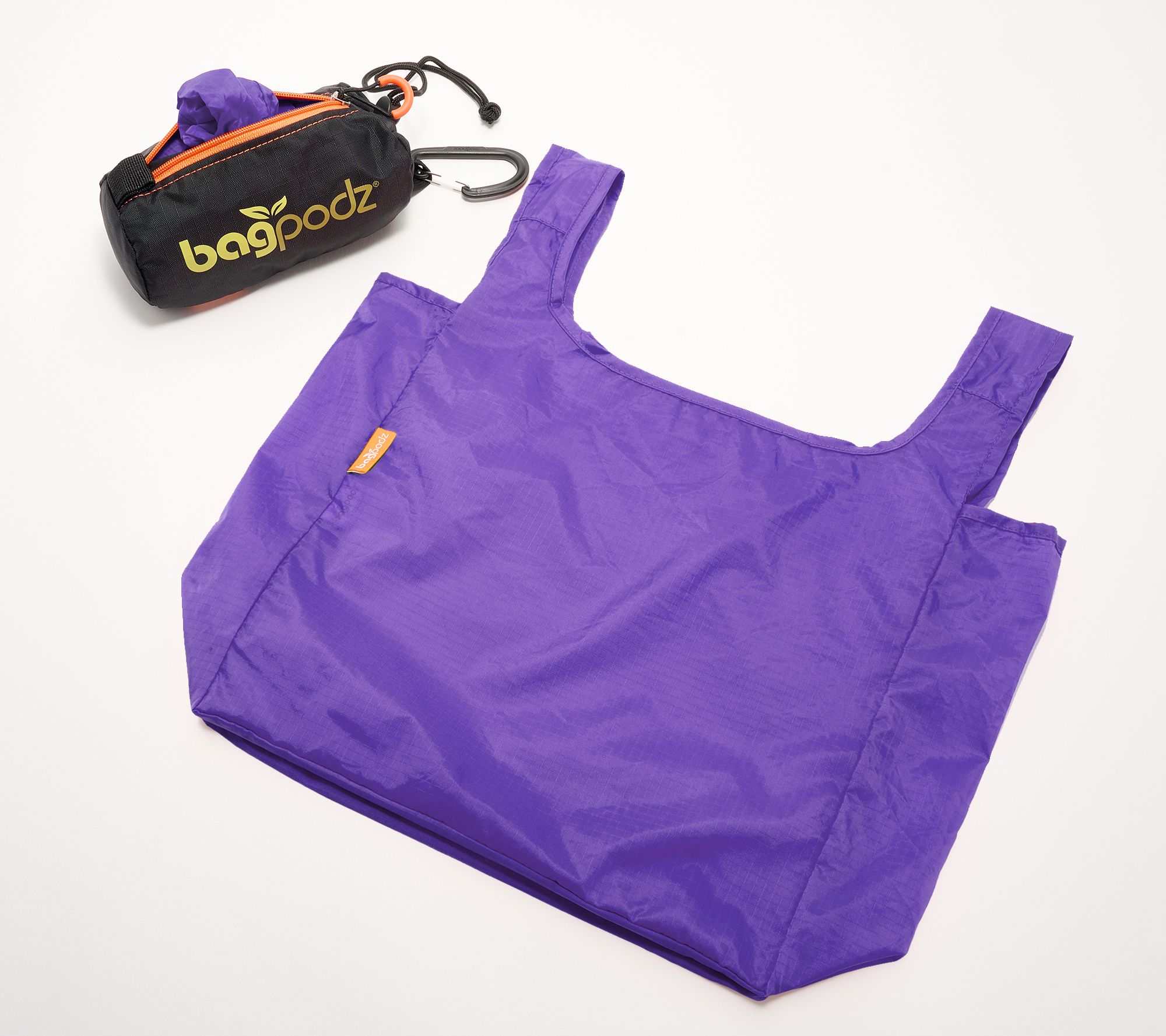 BagPodz Set of 6 Nylon Shopping Bags w/ Storage Pod & Clip