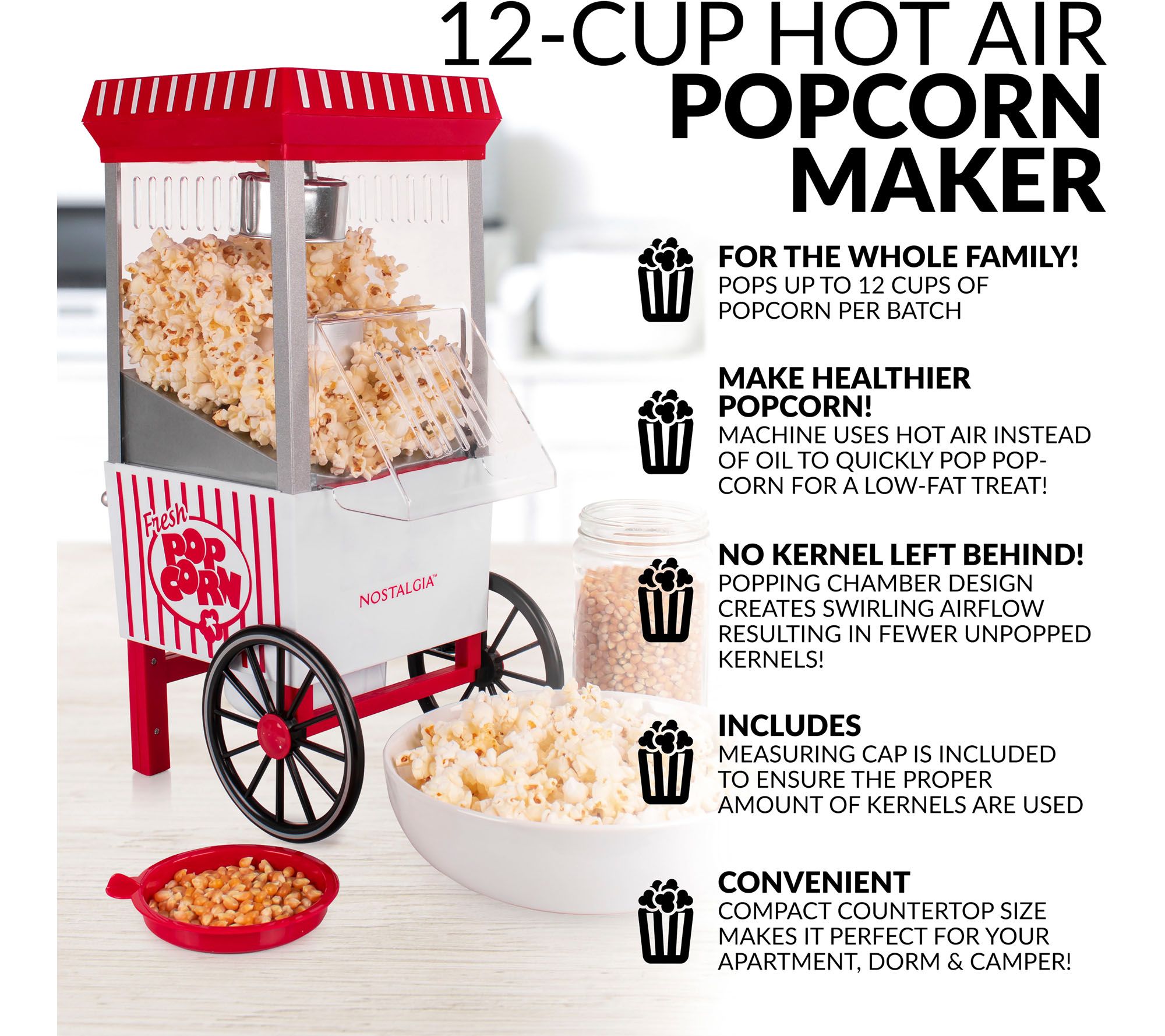 Nostalgia Electrics Nostalgia 24 Cooked Cups Hot Air Popcorn