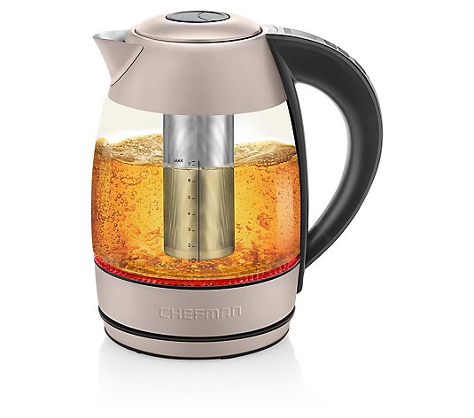 Chefman 1.8L Digital Electric Glass Kettle in R ose