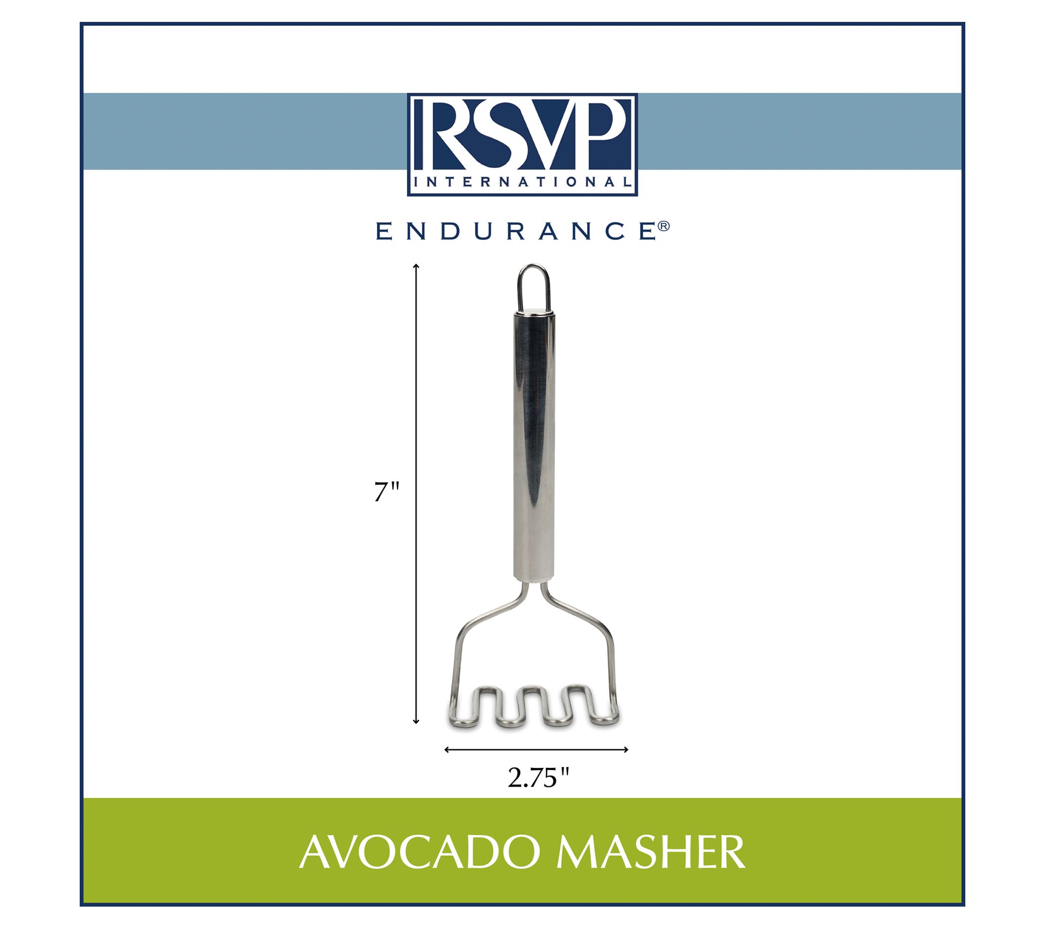 RSVP Endurance 18/8 Stainless Steel Avocado Masher, Set of 2