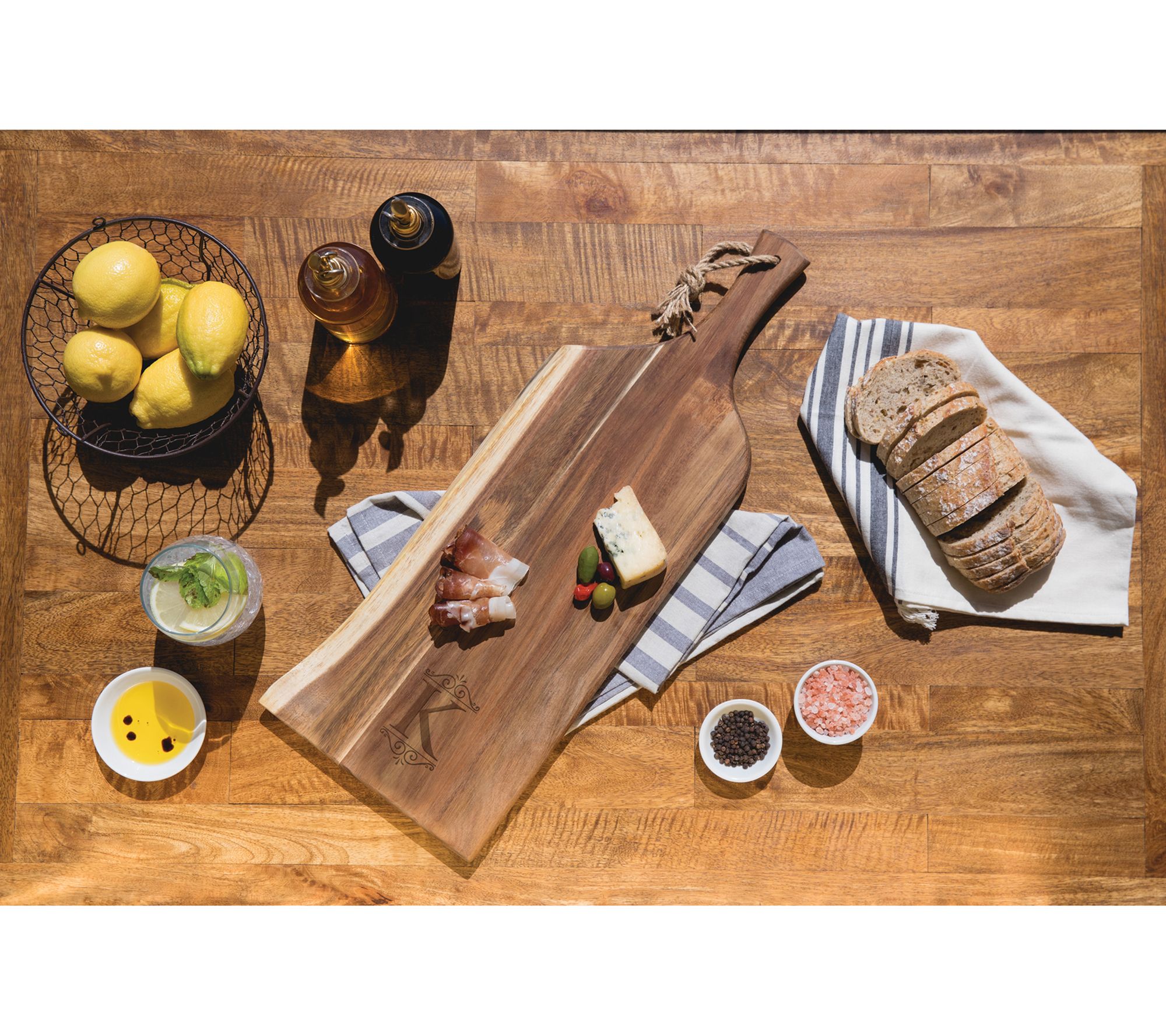 Jeanne Fitz Wood + White Collection Acacia Wood Rectangle Charcuterie Board - Brown