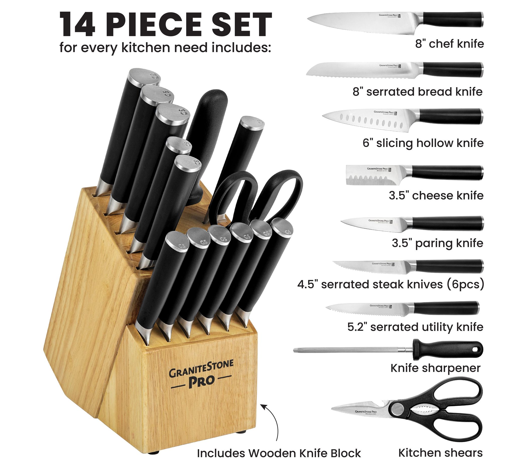 Granitestone Nutriblade 6-Piece Knife Set