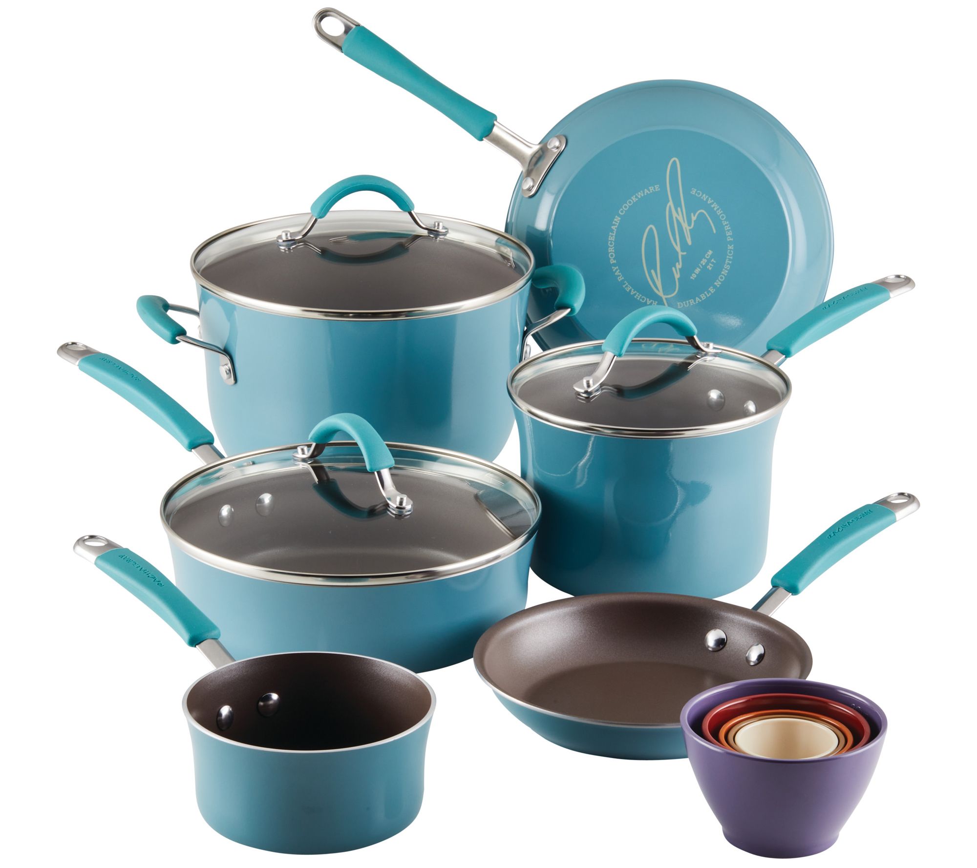 Rachael Ray Cucina Nonstick Cookware Pots and Pans Set, 12 Piece, Cranberry  Red