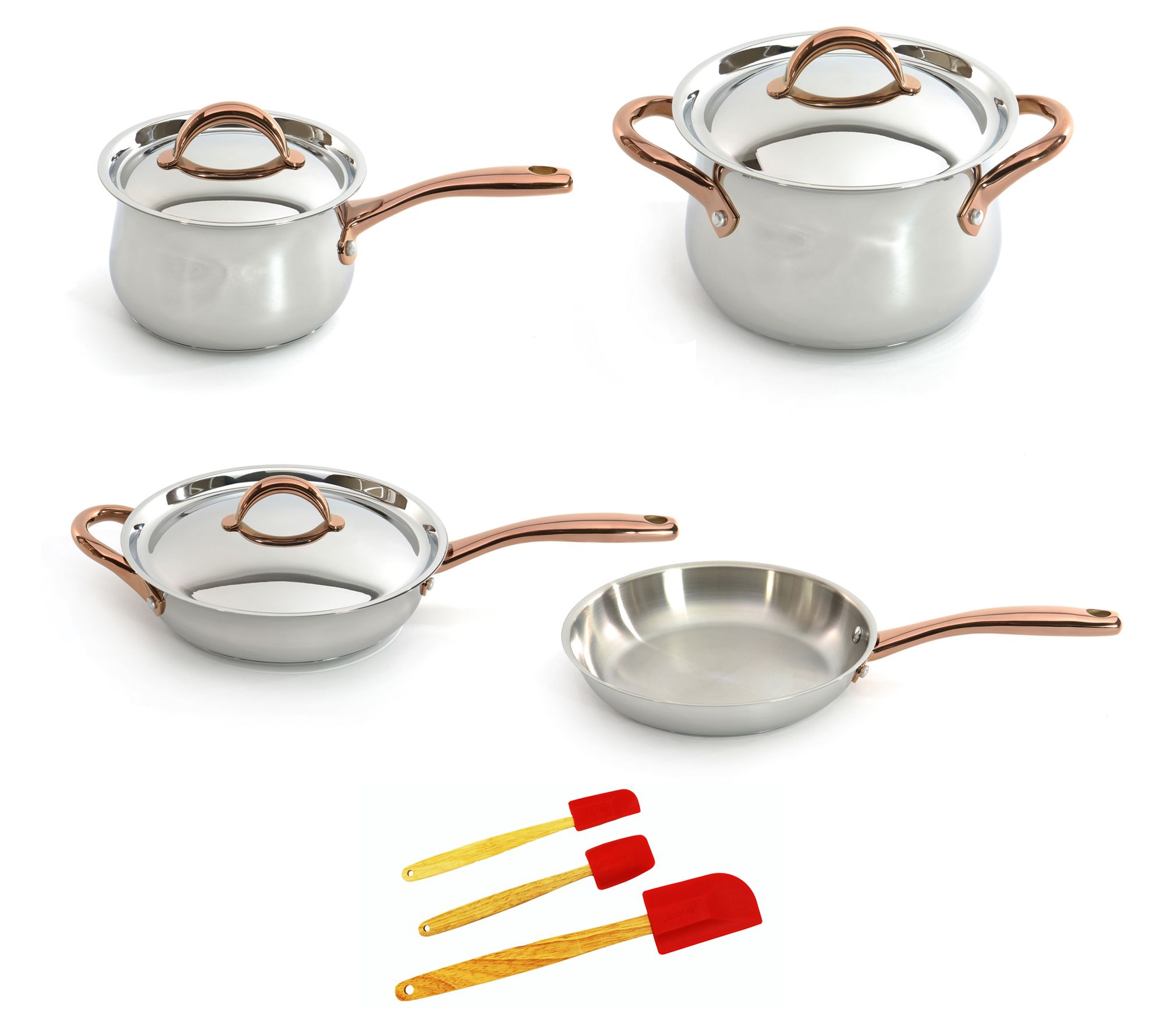 BergHOFF Ouro Gold 10Pc 18/10 SS Cook Set, RoseGold Handles