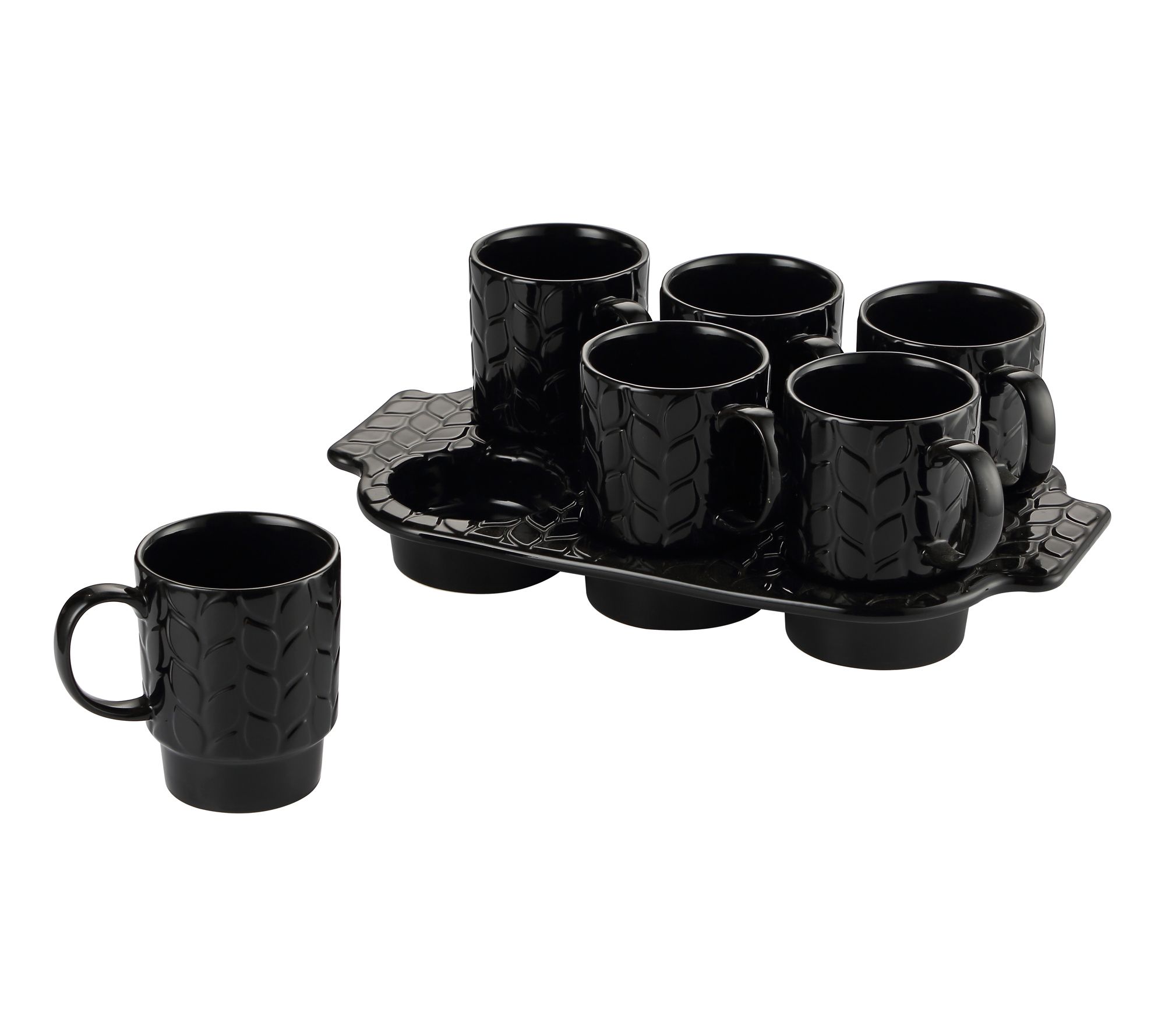 Temp-tations Carved Willow 7-Piece Mug and Muffin Set