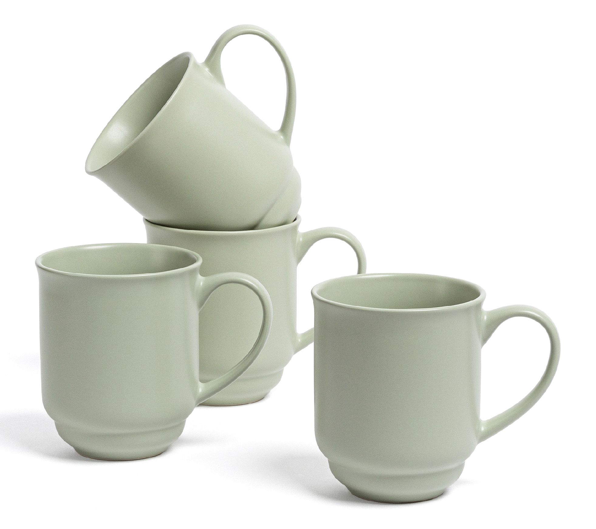over&back Rimmed 16oz Semi-Matte Stoneware Mugs, Set of 4