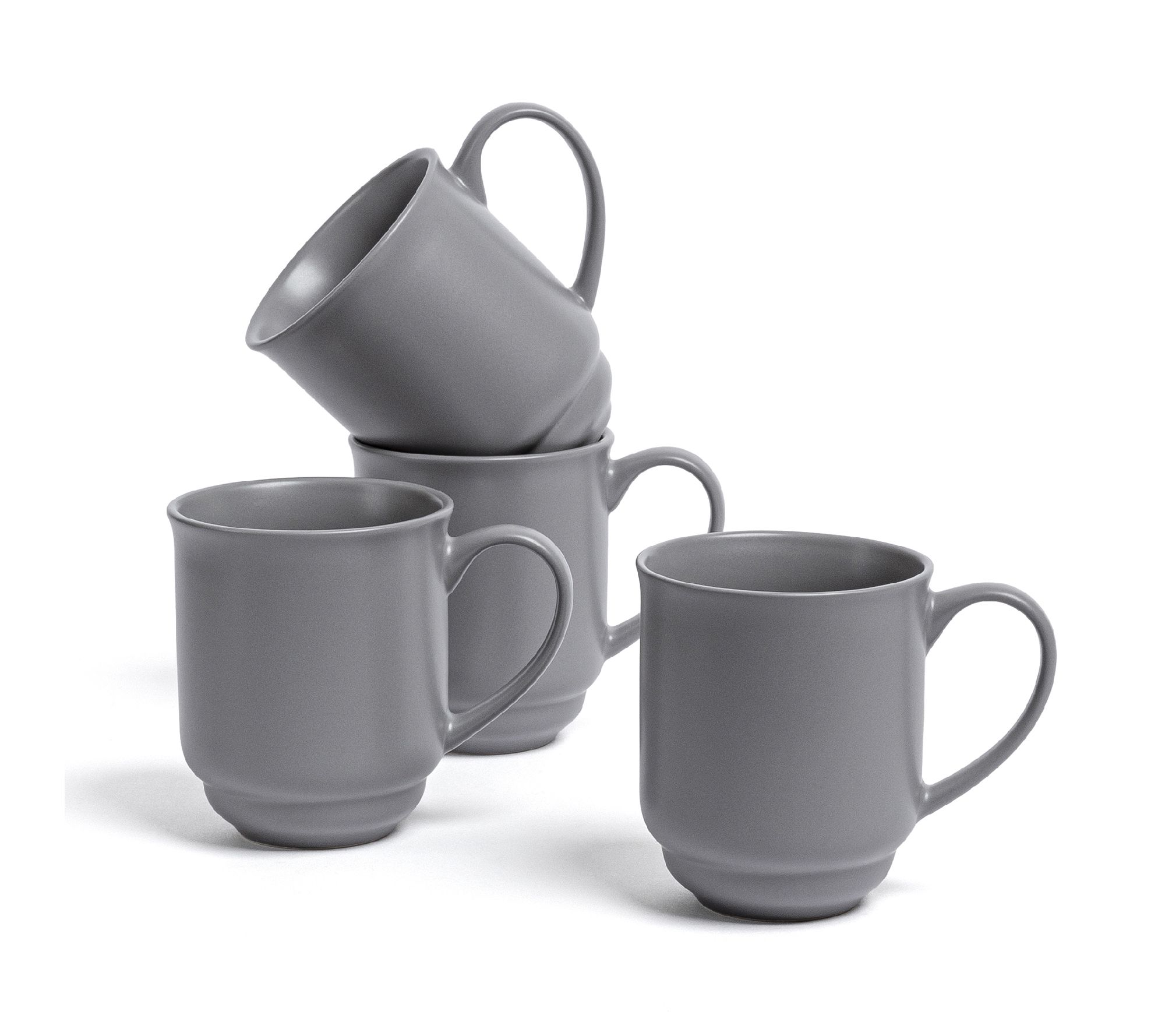 over&back Rimmed 16oz Semi-Matte Stoneware Mugs, Set of 4