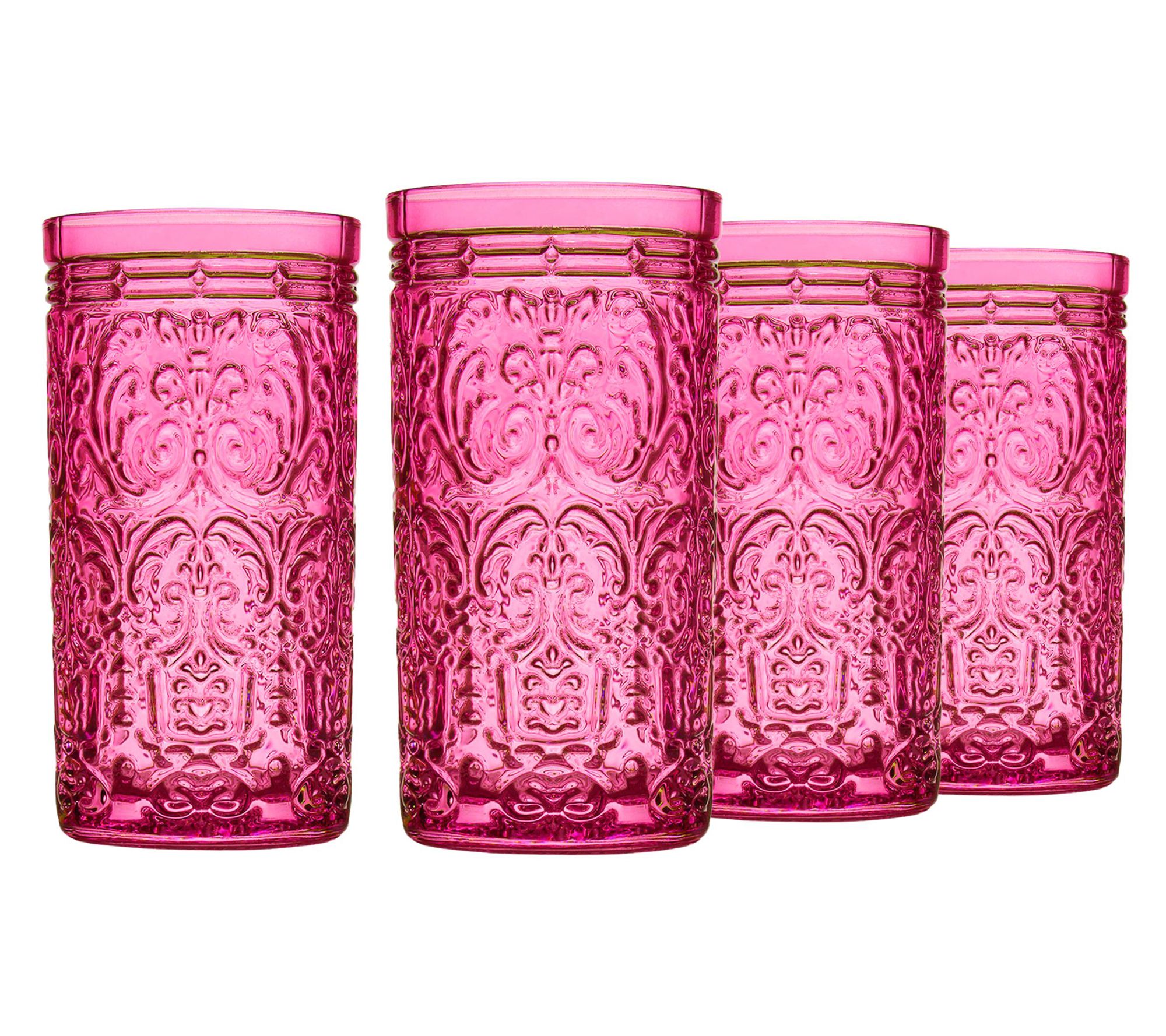 Godinger Jax Hot Pink Highball, Set of 4