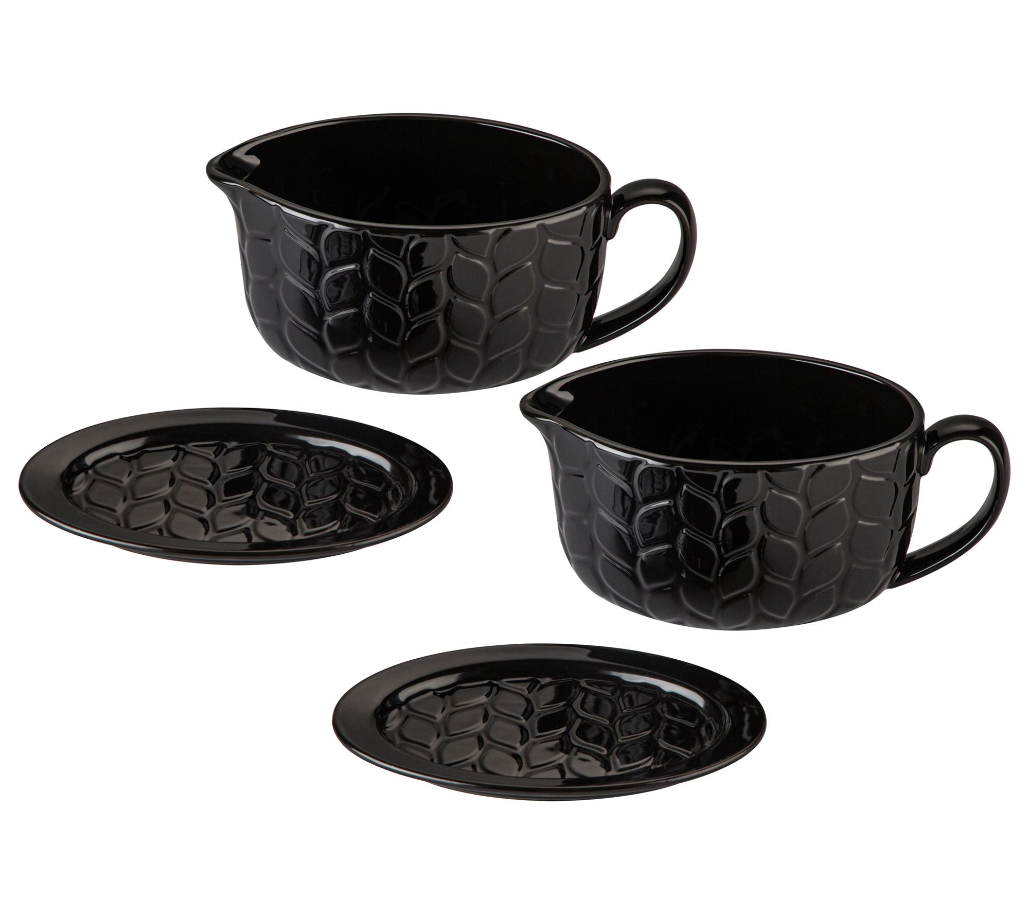 "As Is" Temp-tations Carved Willow S/2 16oz Gravy Boats w/ LidIts