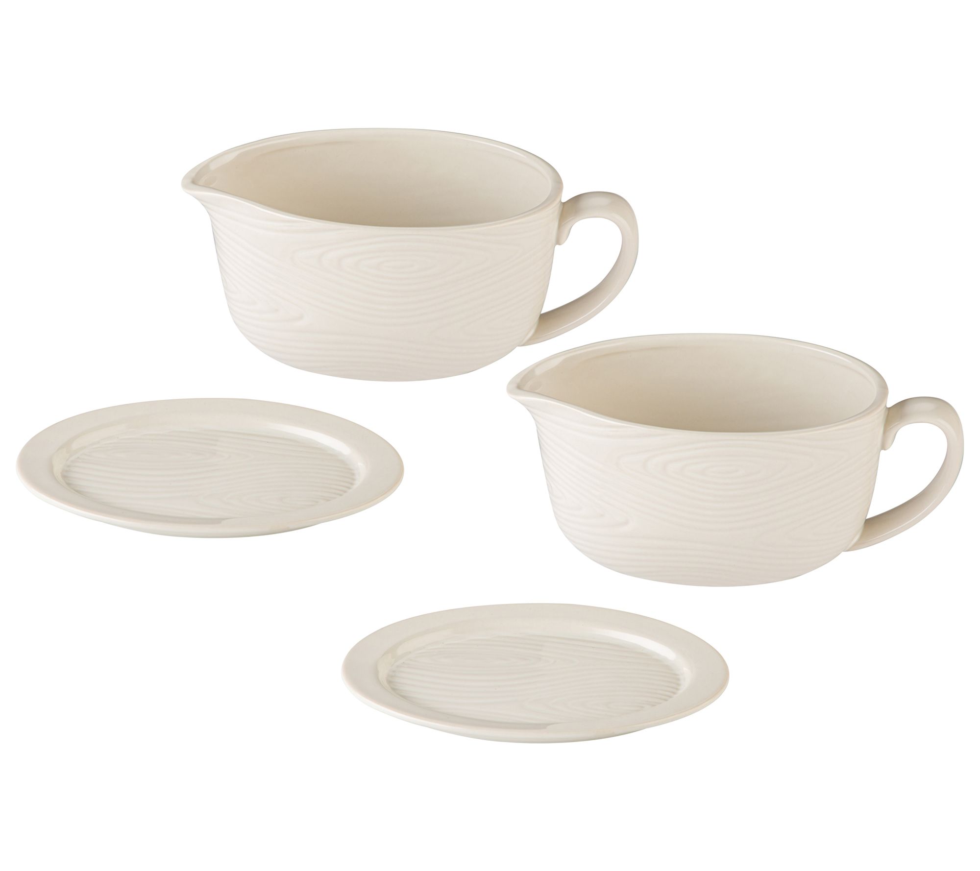 "As Is" Temp-tations Carved Willow S/2 16oz Gravy Boats w/ LidIts