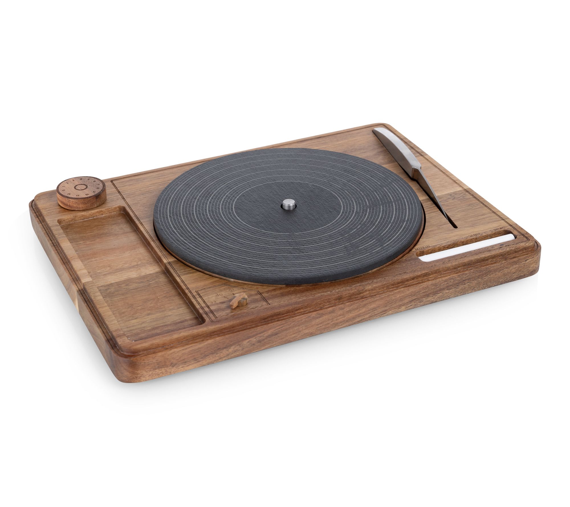Toscana Turntable Acacia and Slate Cheese Boardwith Knife