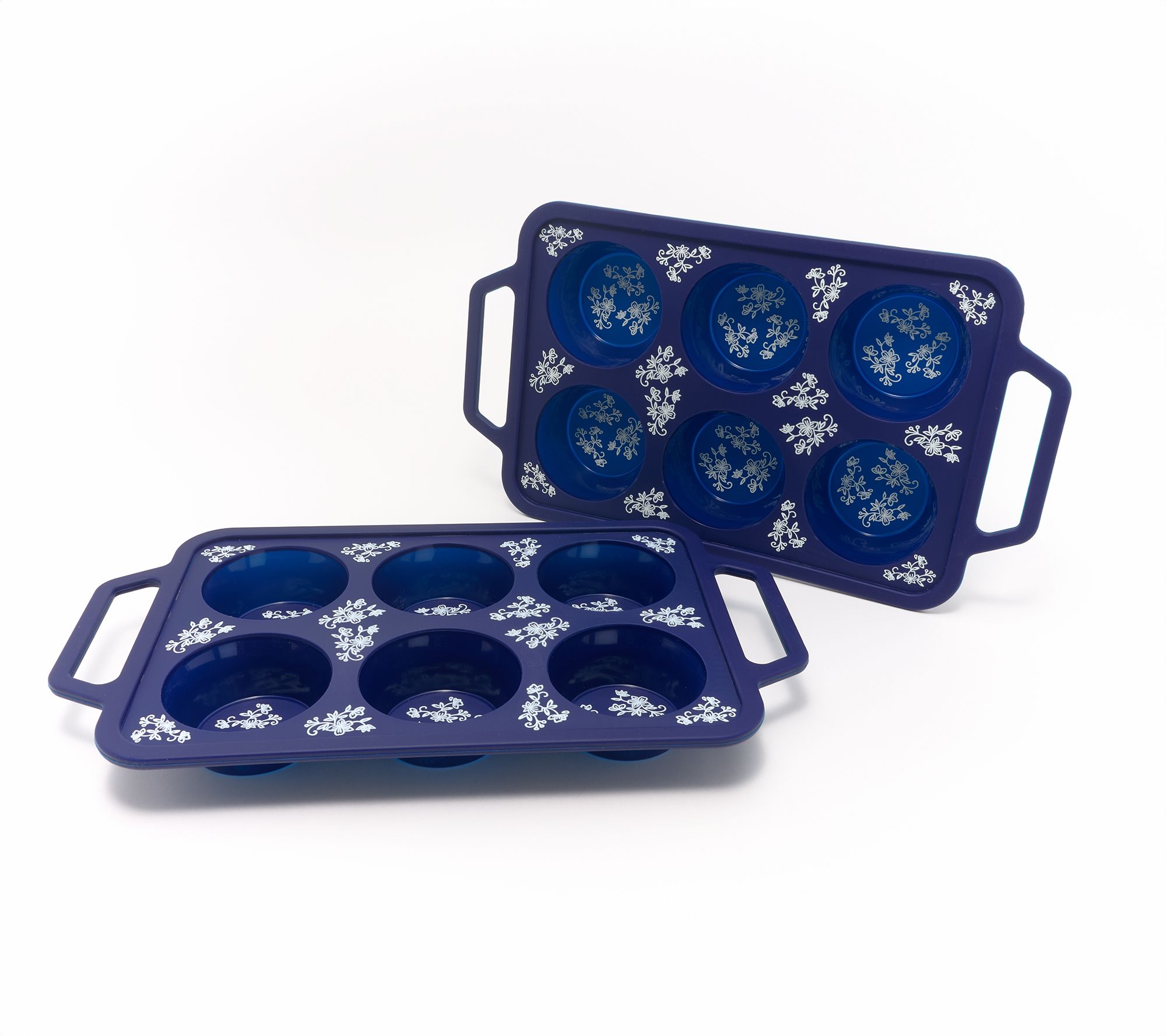 Temp-tations Set of (2) 6-cup Silicone Muffin Pans