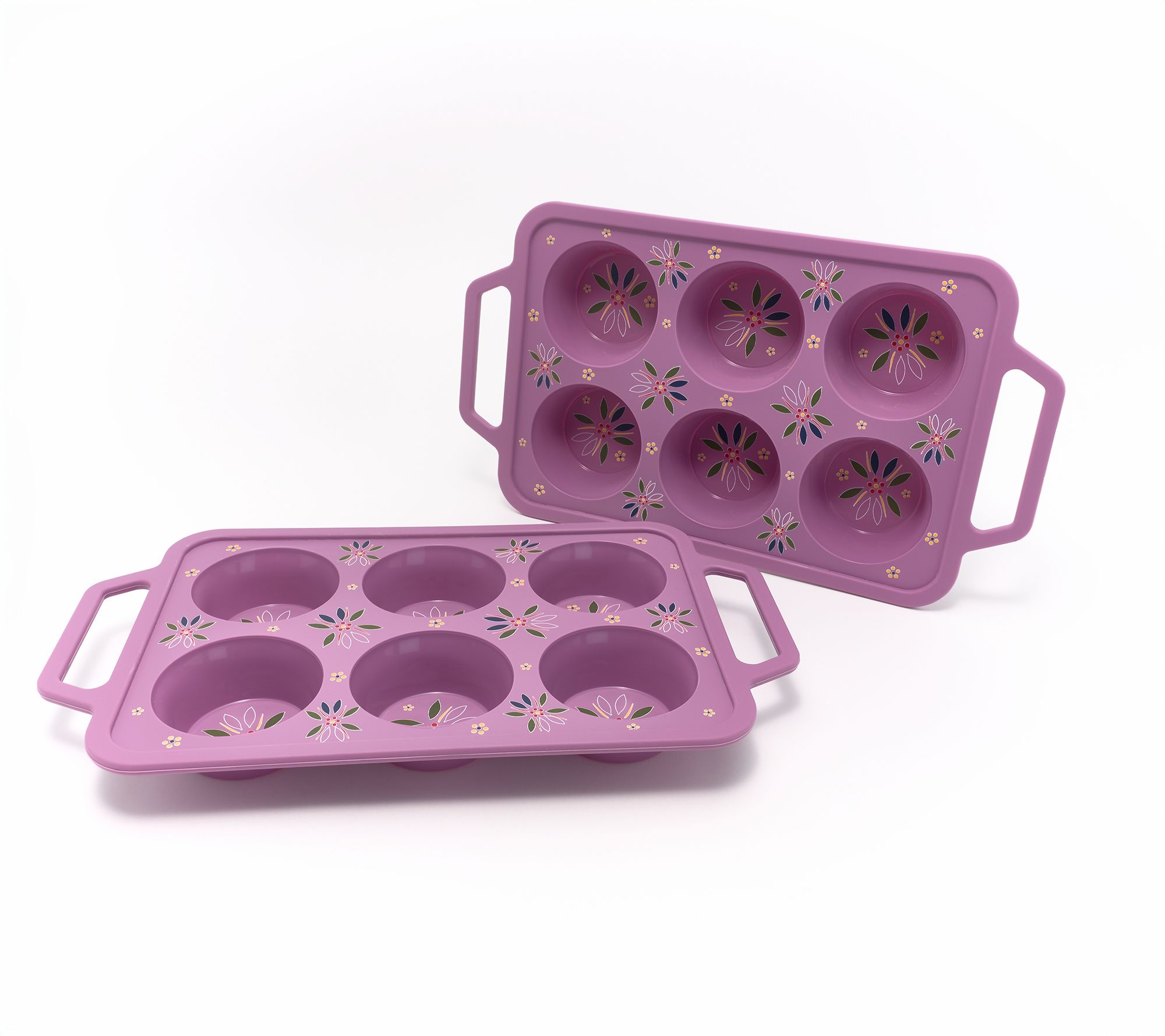 Temp-tations Set of (2) 6-cup Silicone Muffin Pans