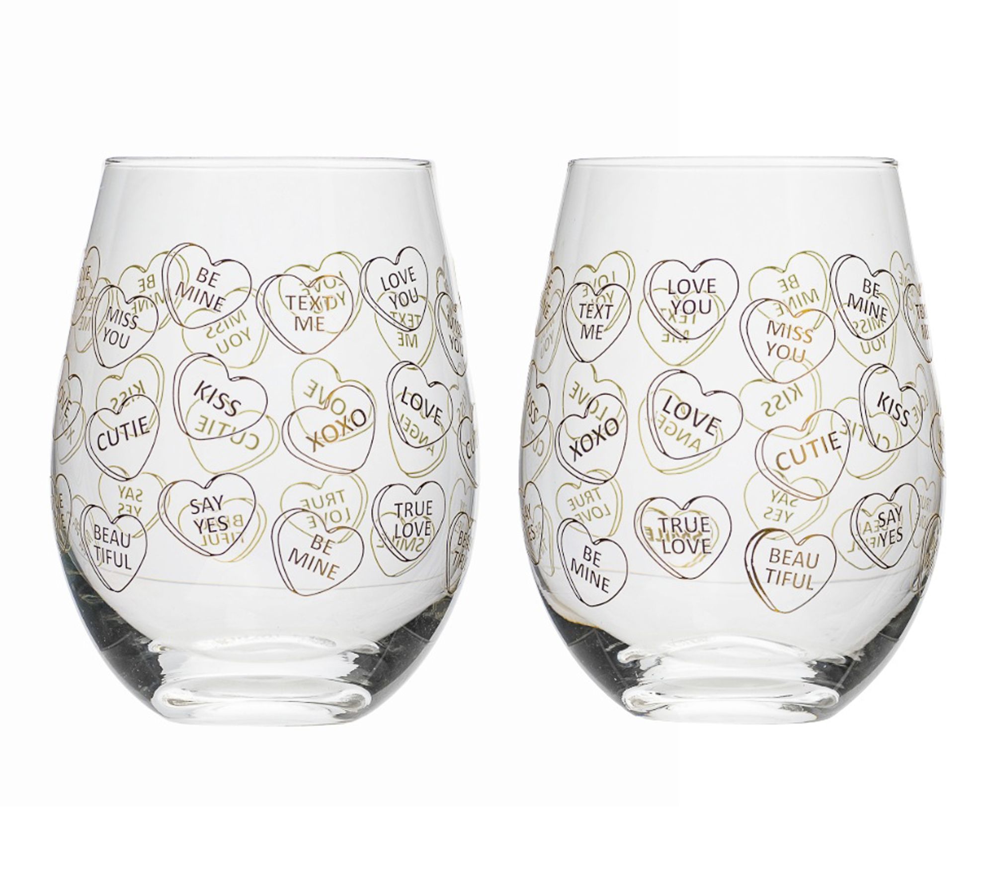10 Stawberry Street Candy Hearts Stemless WineGlass Gift Set