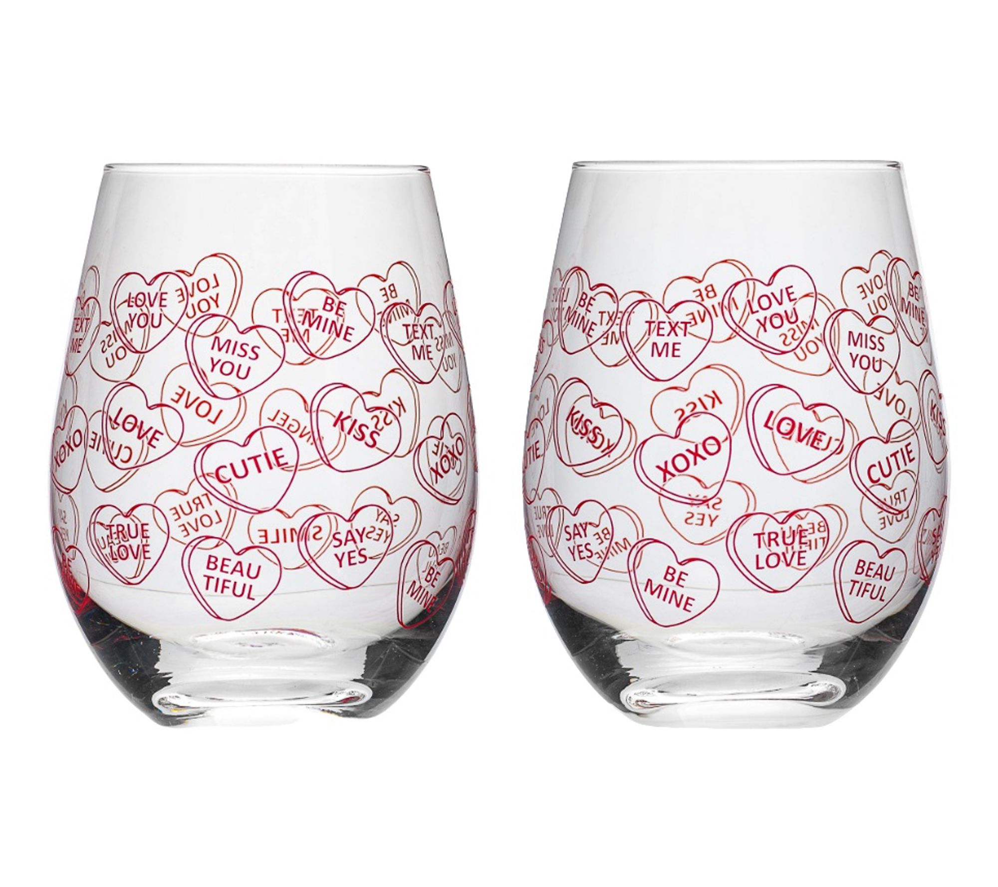10 Stawberry Street Candy Hearts Stemless WineGlass Gift Set
