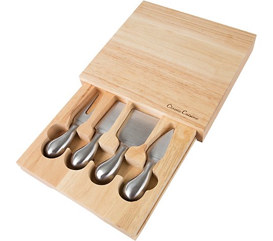 Classic Cuisine Cheese Board with Four Stainless Steel Tools