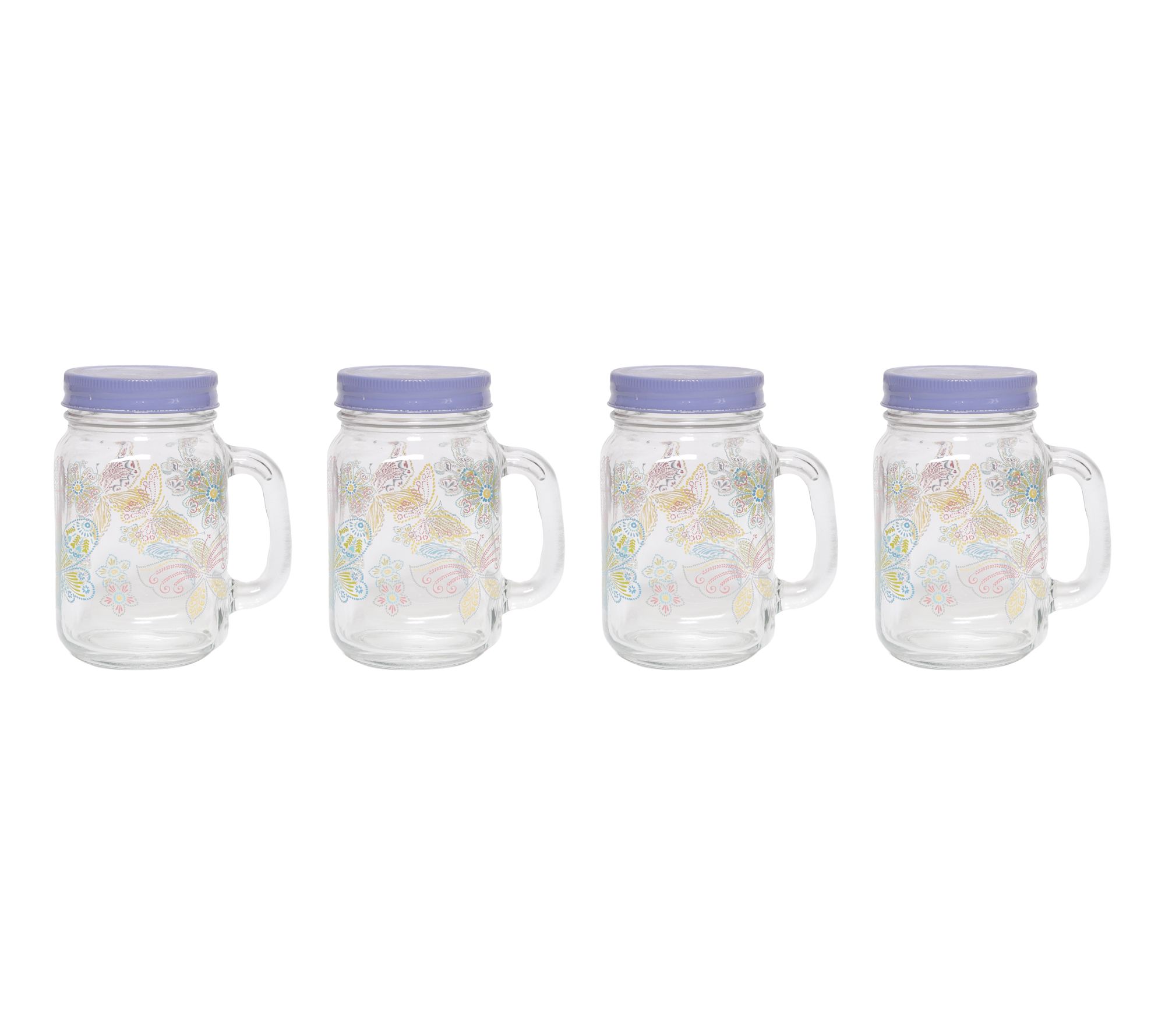 Temp-tations Seasonal S/4 15-oz Lidded Glasses with Handles