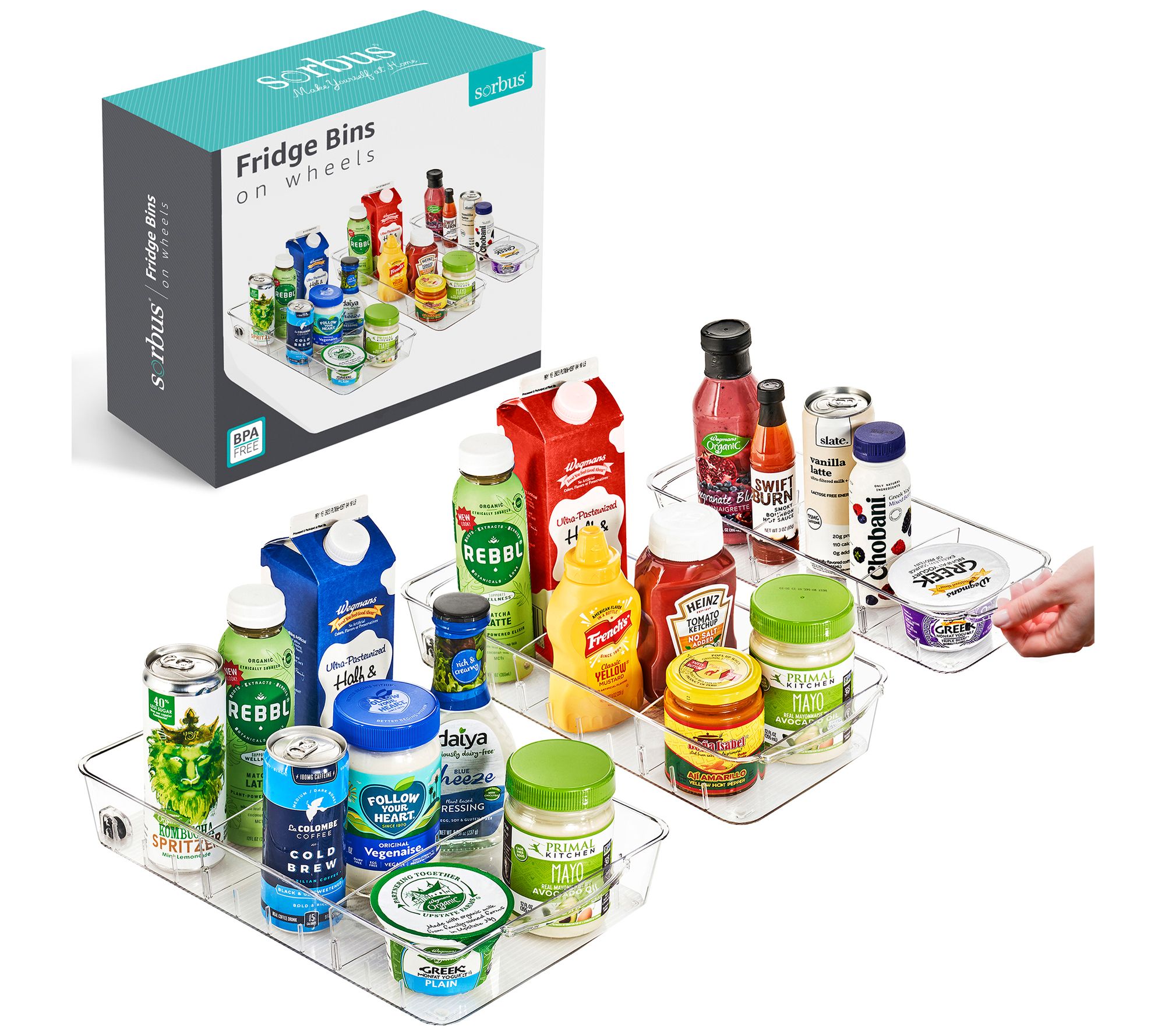 Sorbus Fridge Organizer  and Storage on Wheels3 Pack