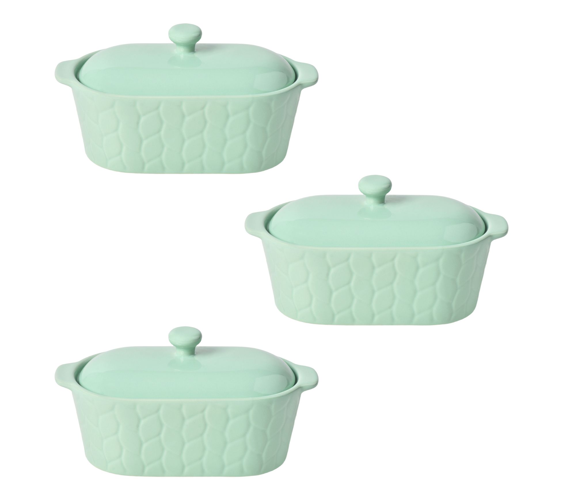 Temp-tations Set of (3) 12-oz Mini Squoval Bakers w/ Dome Lids