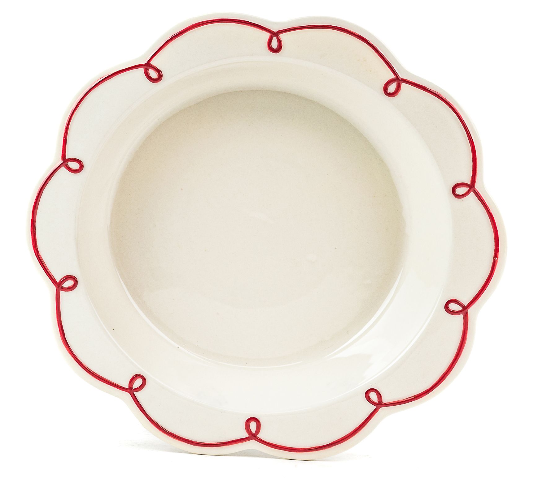 10 Strawberry Street White with Red Swirl Pie Dish