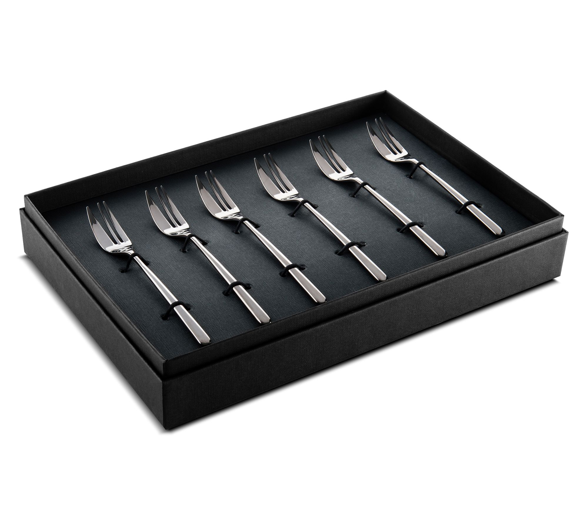 Mepra 6pc Linea Cake Forks Gift Box Set- BlackGold
