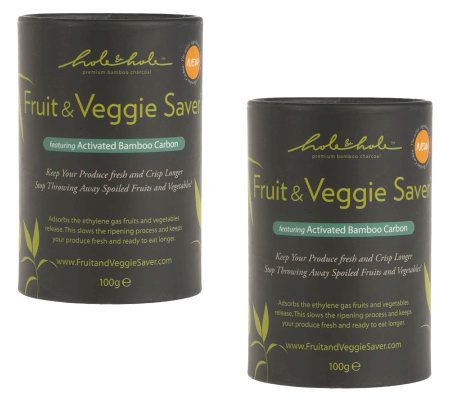 Set of 2 Fruit & Veggie Produce Savers with Activated Bamboo Charcoal 