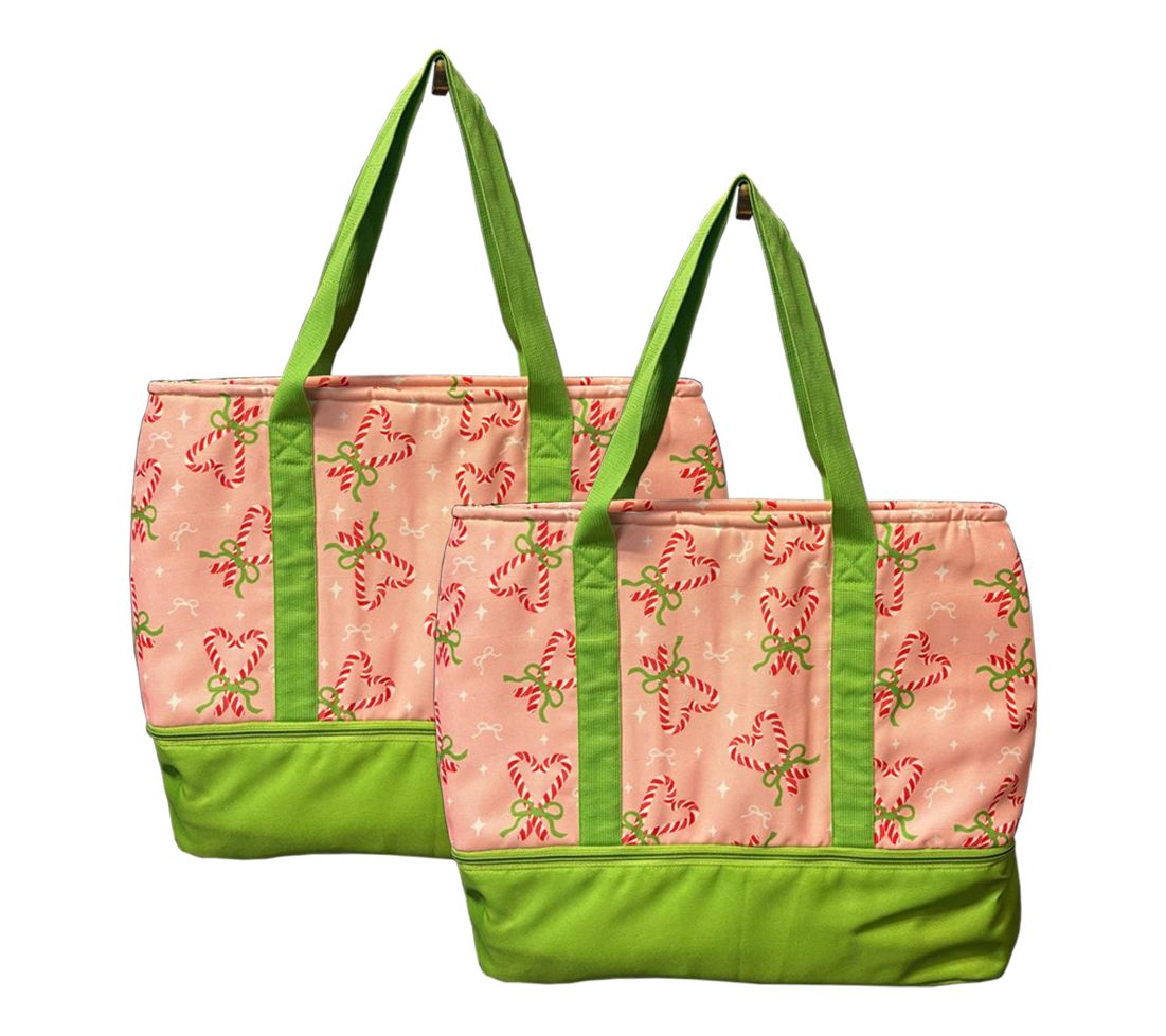 "As Is" Temp-tations Seasonal S/2 Insulated Tote Bags w/ Pockets