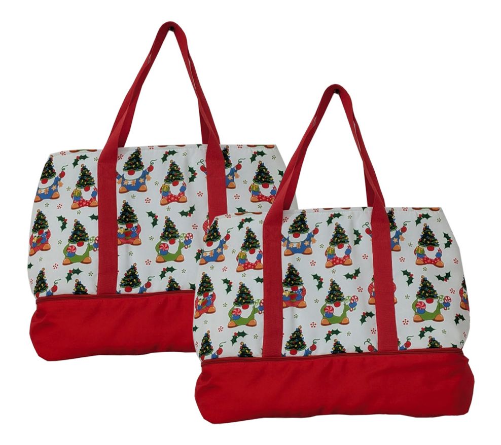 "As Is" Temp-tations Seasonal S/2 Insulated Tote Bags w/ Pockets