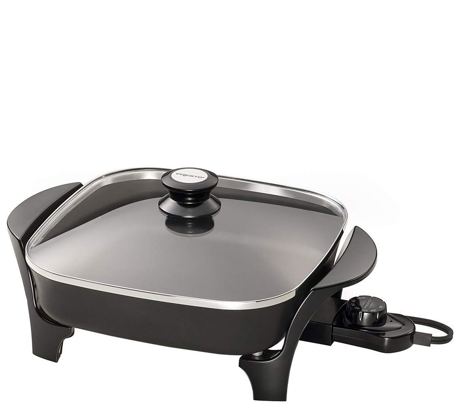 FOHERE Electric Skillet,12 inch Deep Non Stick,Standable Glass Lid,3 Marked Heating Levels,1360W