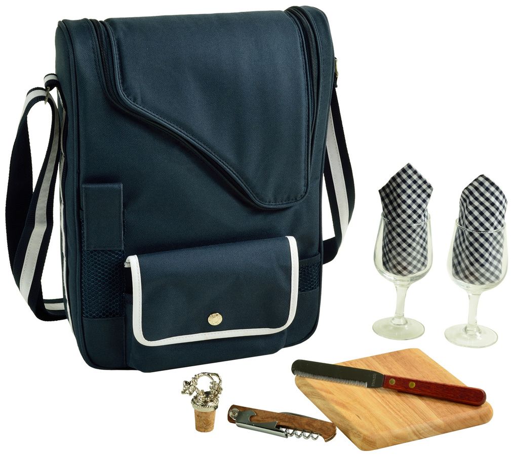 Picnic at Ascot Wine Carrier Deluxe with Wine Glasses