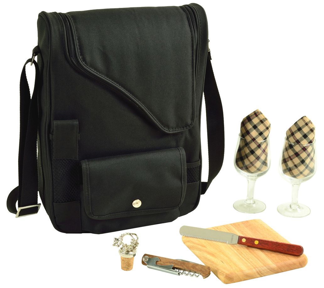Picnic at Ascot Wine Carrier Deluxe with Wine Glasses