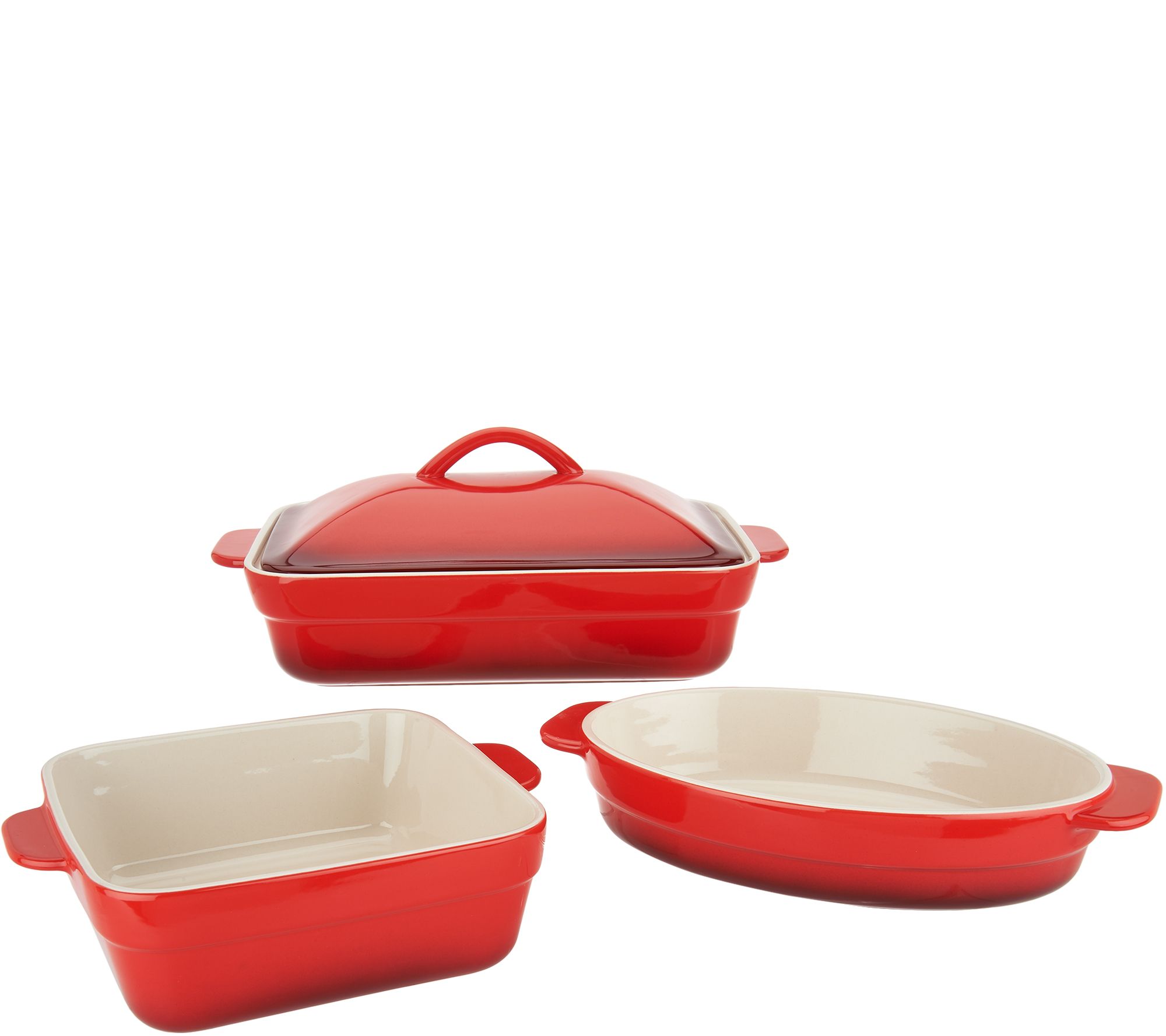 3-Piece Ceramic Bakeware Set (Red)