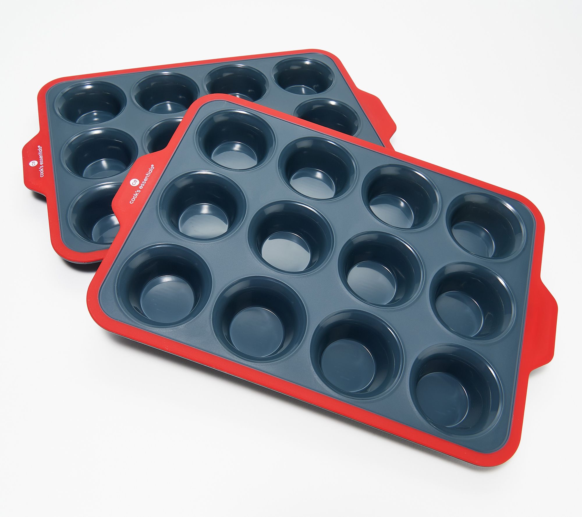 Cook's Essentials Set of (2) 12-Cup Silicone Muffin Pans 