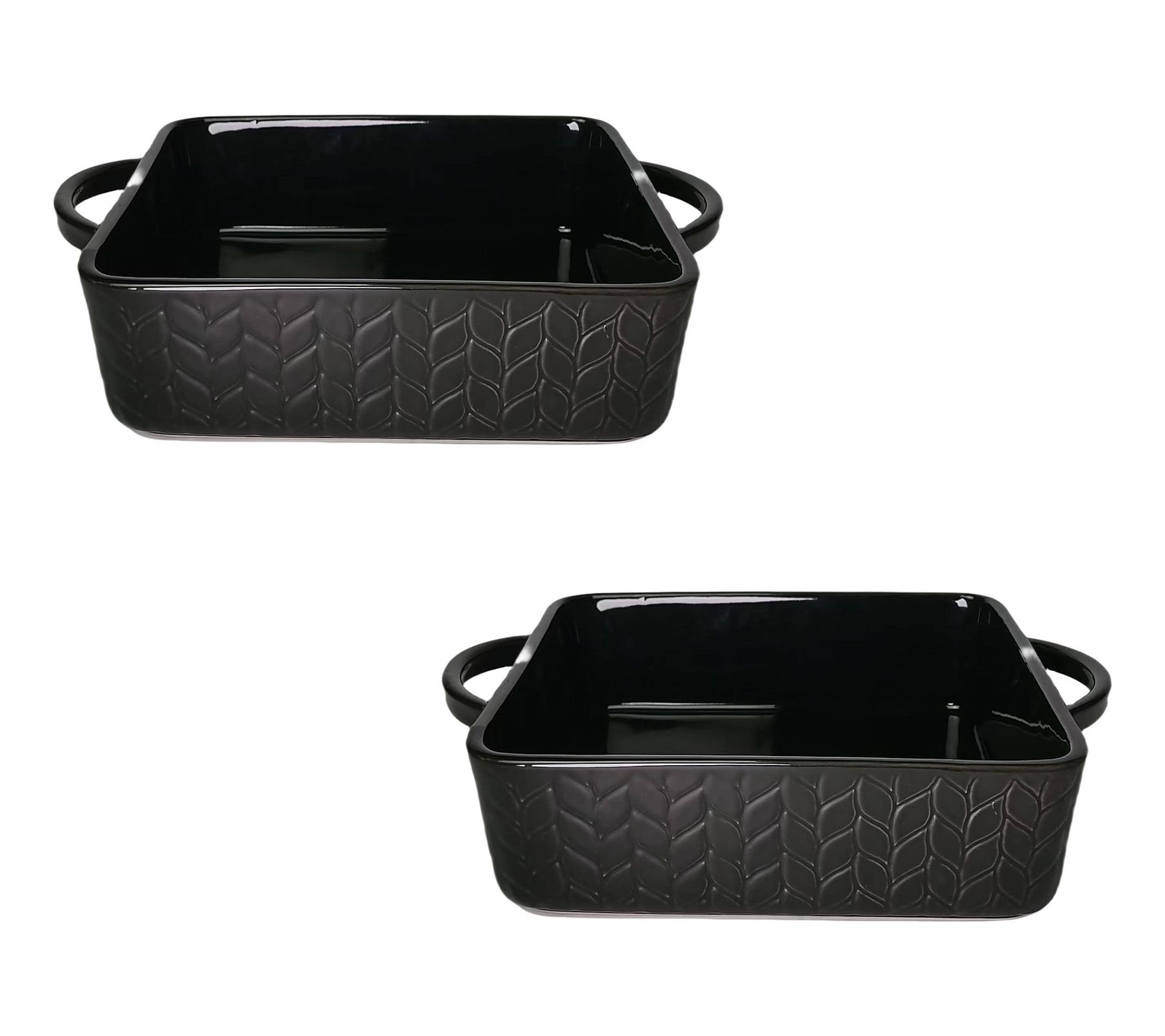 Temp-tations Carved Willow S/2 9x9 Square Bakers w/ Strap Style Handles